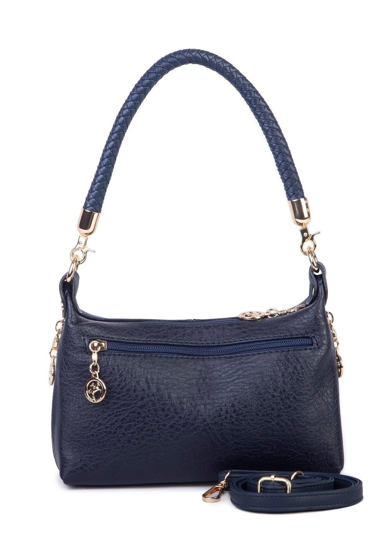 Nas Bag Kadın Mini Omuz ve Çapraz Çanta Örgülü Askılı - Lacivert Victoria