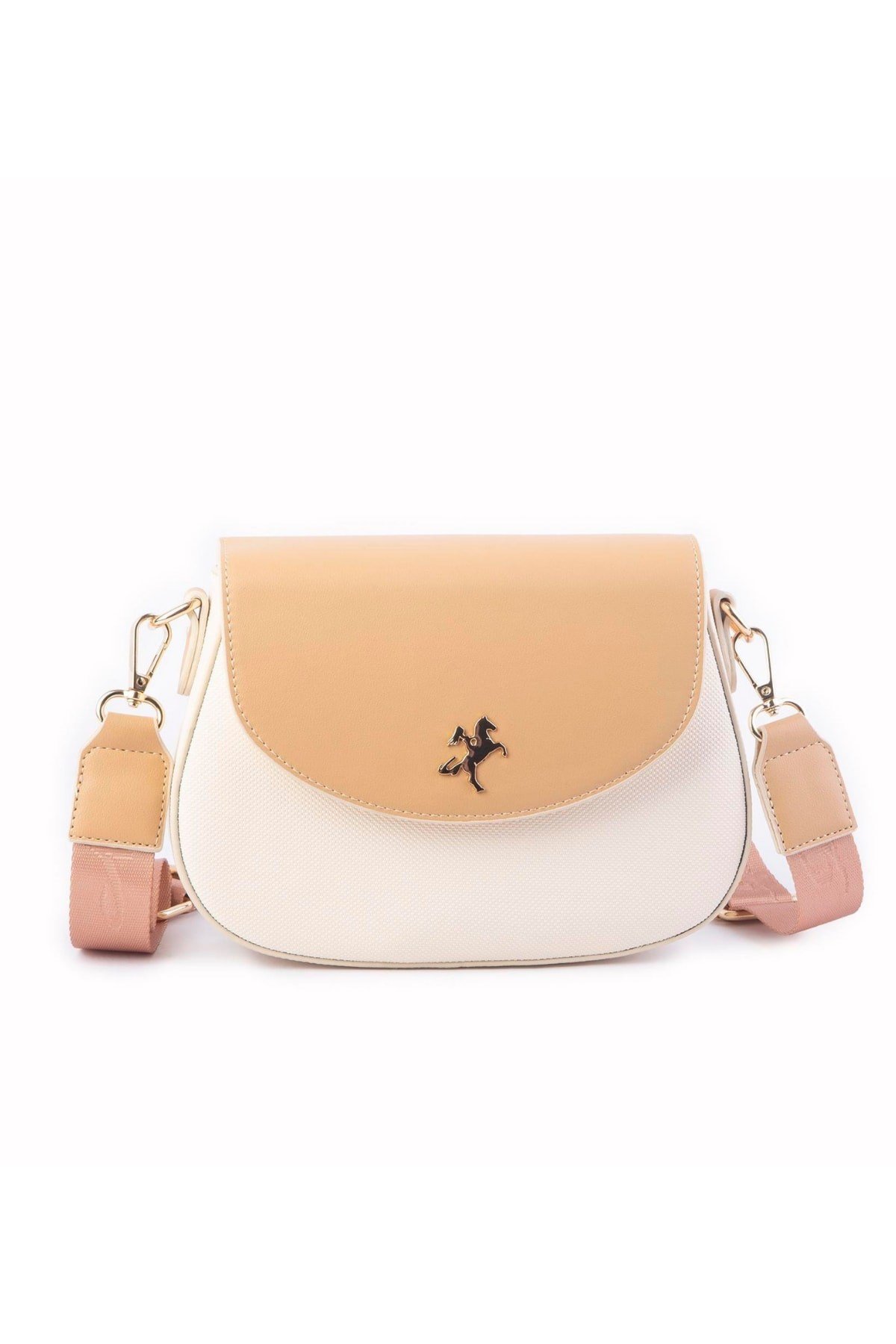 Nas Bag Kadın Omuz ve Çapraz Çanta Çift Askılı - Krem Camel Lcst