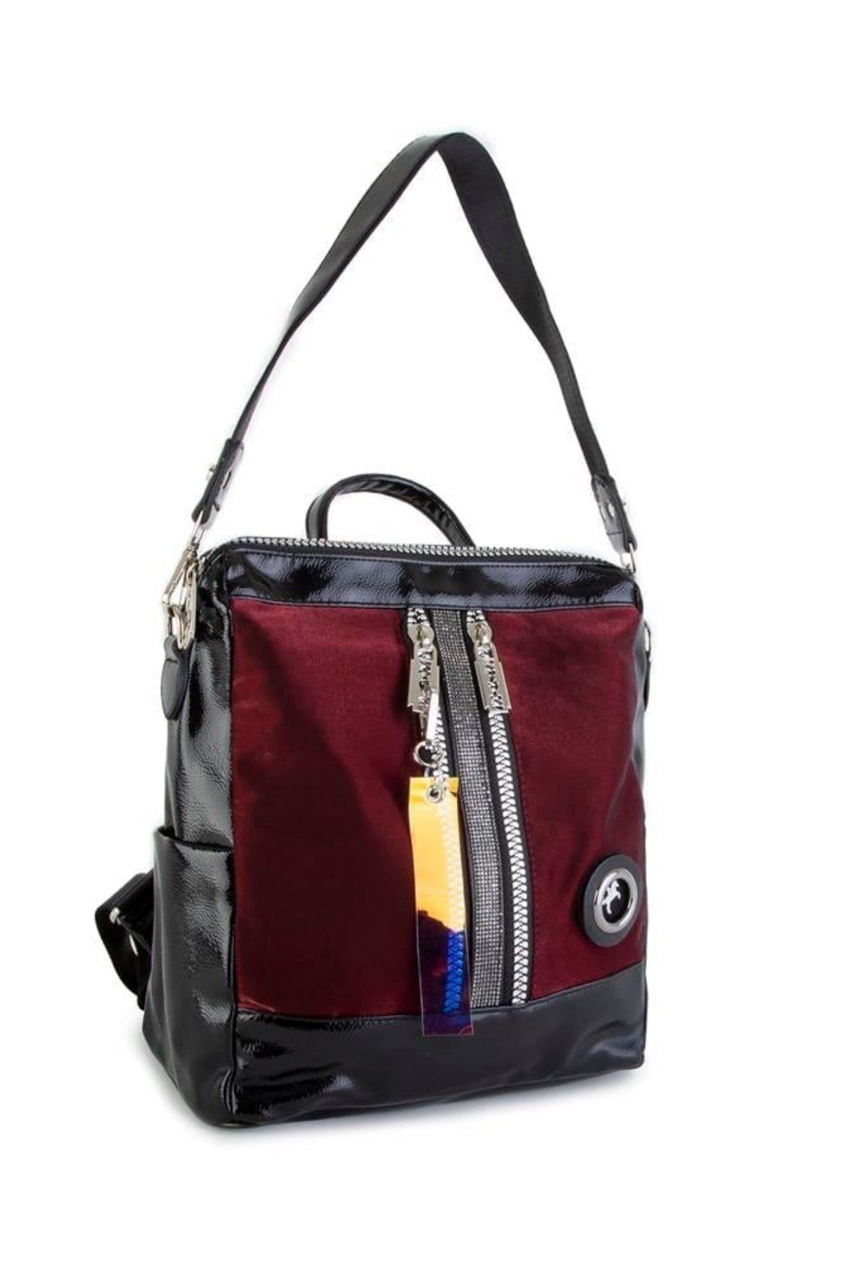 Nas Bag Kadın Sırt Çantası Simli - Bordo