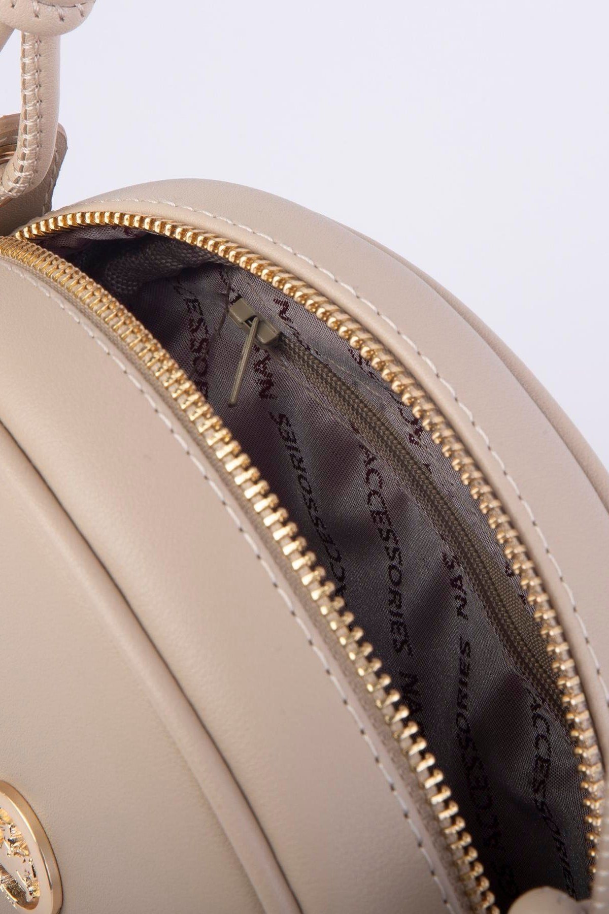 Nas Bag Kadın Yuvarlak Oval Yazlık Moda Hasır Görünümlü Deri Çanta - Kum Luna