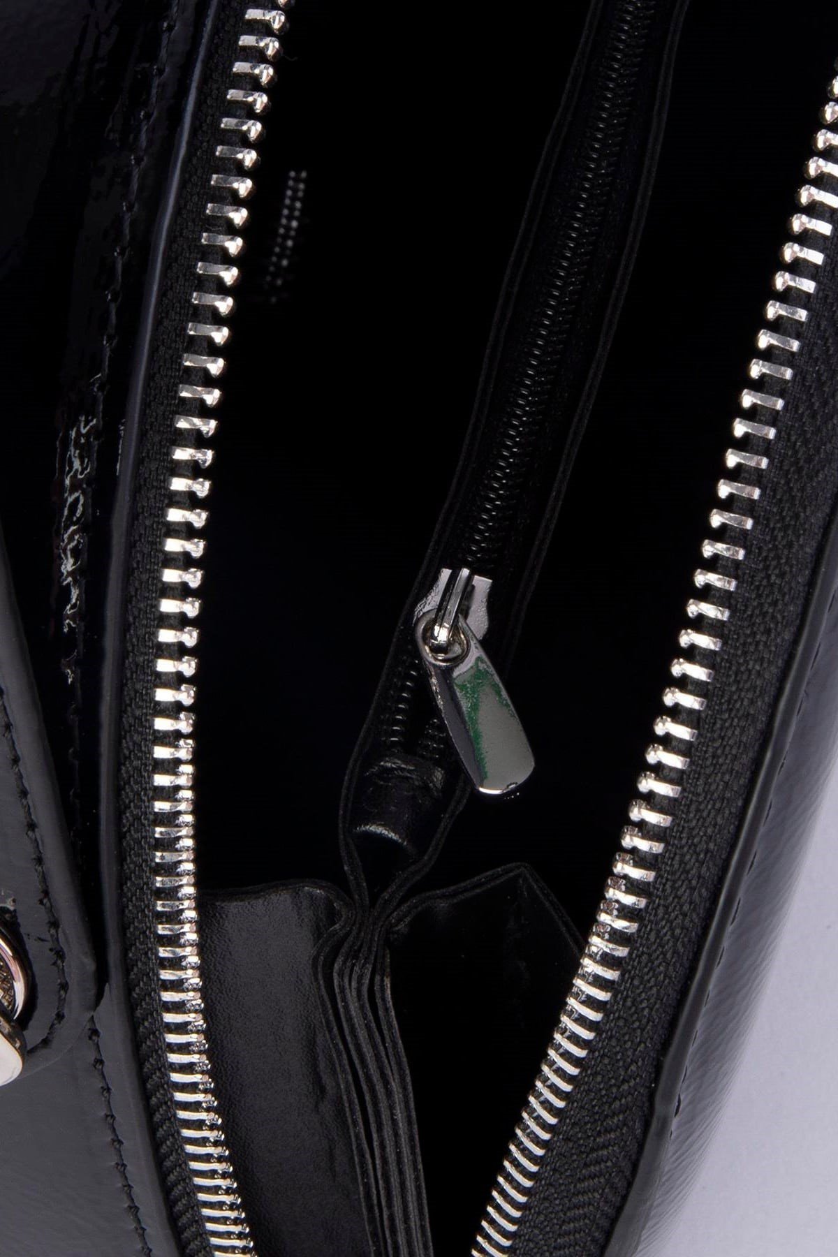 Nas Bag Mini Kadın El ve Çapraz Çanta - Siyah Krşk Rugan