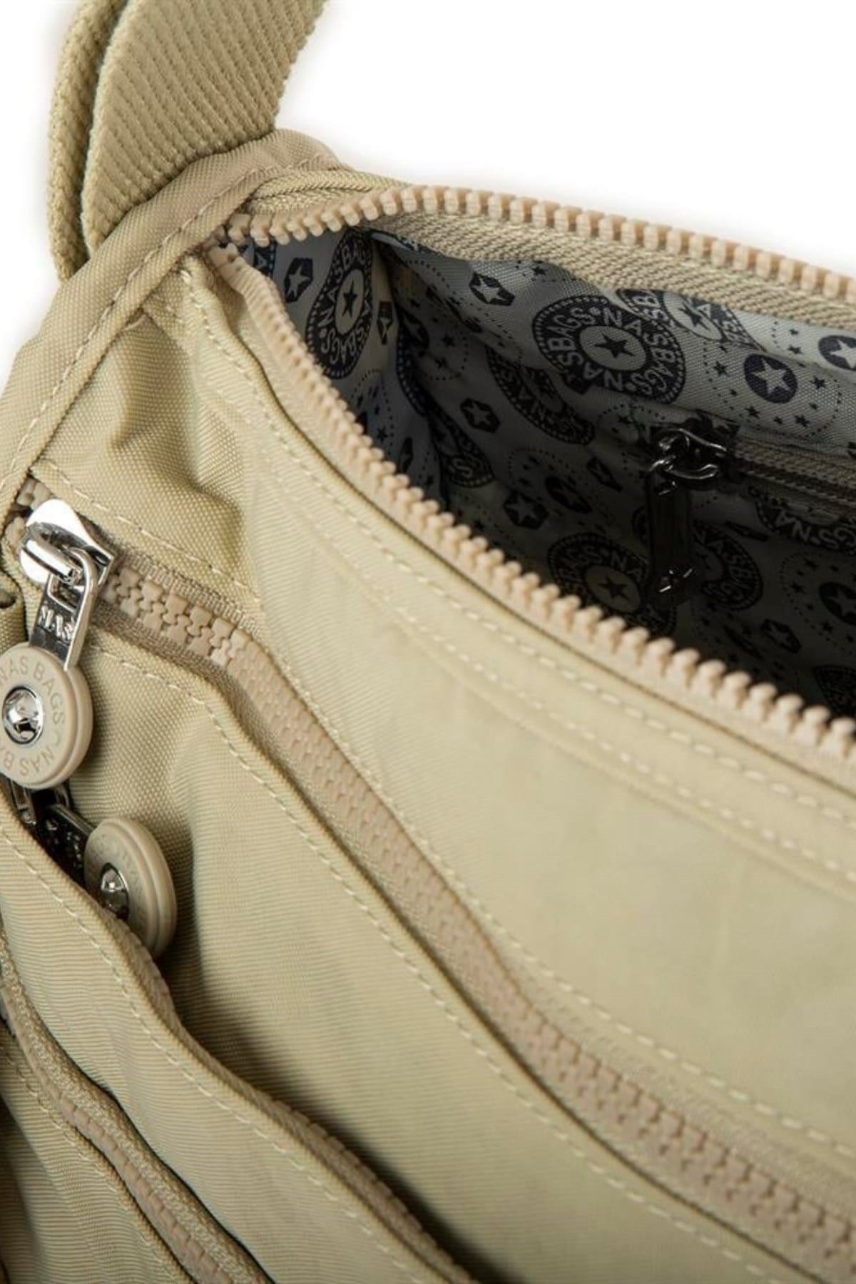 Nas Bag Unisex Zararlı Kimyasal İçermeyen Su İtici Özellikte Çapraz Çanta - Bej