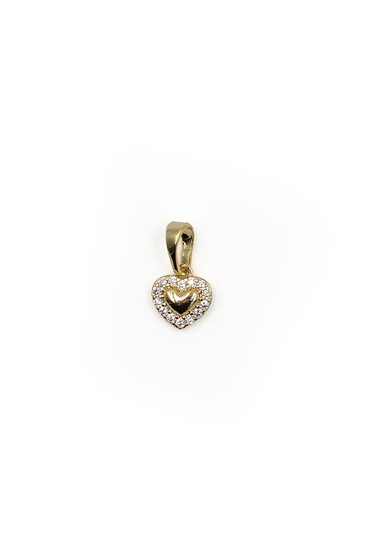 Taşlı Kalp Model Xuping Kolye Ucu Gold – 14K Renk, Zirkon Mıhlama, 1 cm