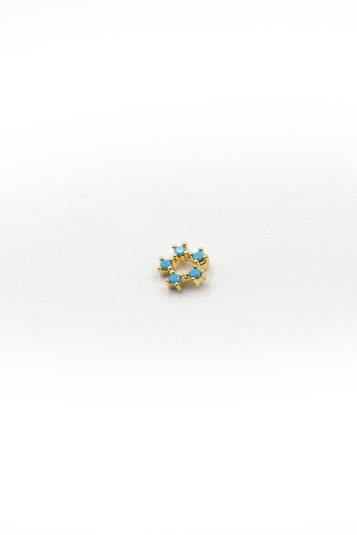 Turkuaz Taşlı Tragus & Helix Piercing – Gold | Anti Alerjik, Kararma Yapmaz, 8 mm