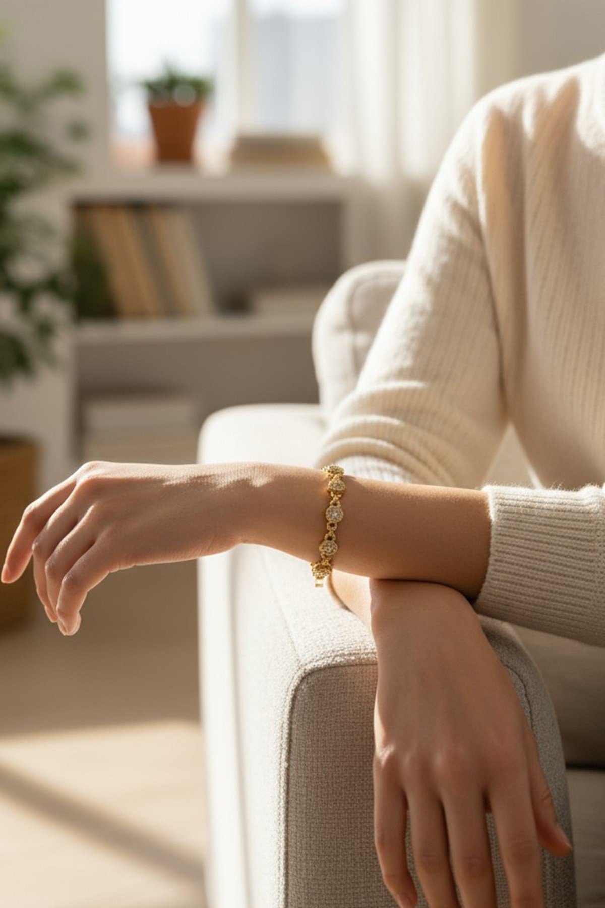 Yuvarlak Zirkon Model Xuping Kararmaz Gold Kadın Bileklik