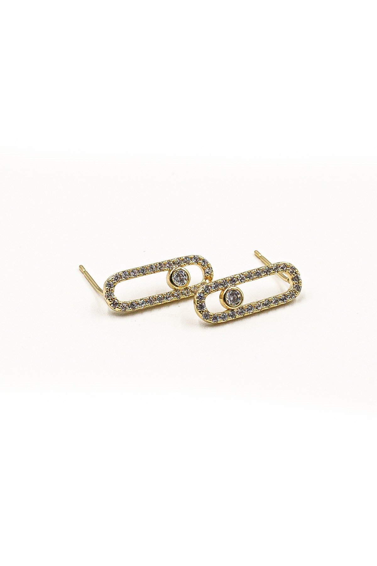 Zirkon Taşlı Ataç Küpe - Xuping Gold, Anti-Alerjik, 17 mm