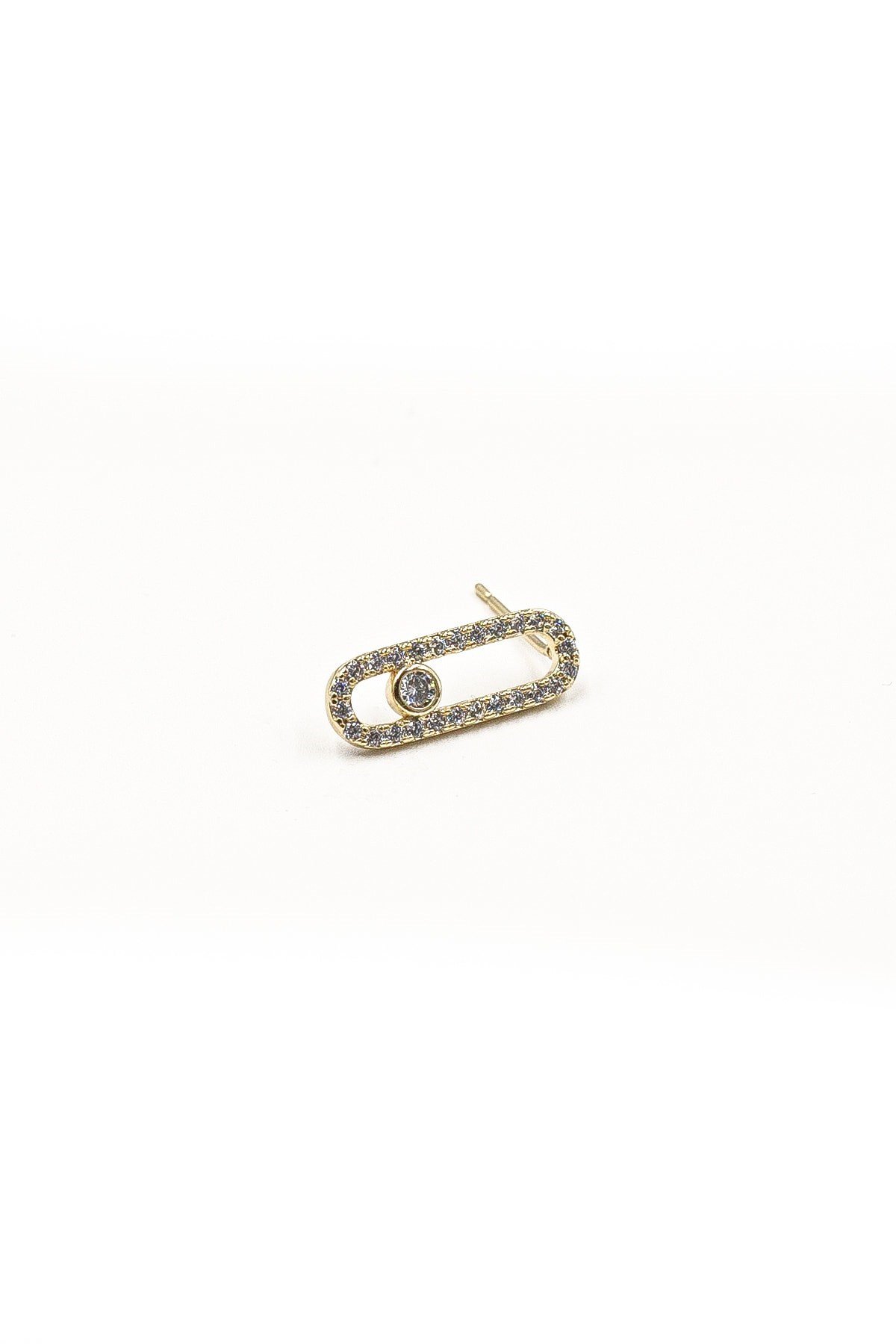 Zirkon Taşlı Ataç Küpe - Xuping Gold, Anti-Alerjik, 17 mm