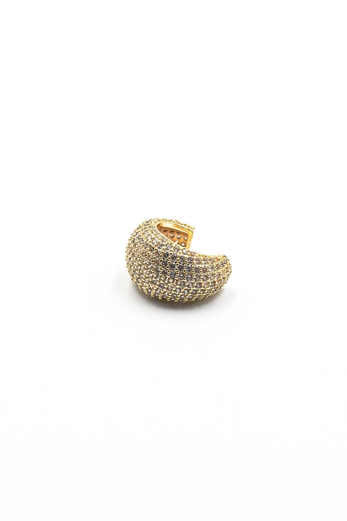 Zirkon Taşlı Kalın Halka Earcuff – Gold, Sıkıştırmalı, Anti Alerjik Kıkırdak Küpe
