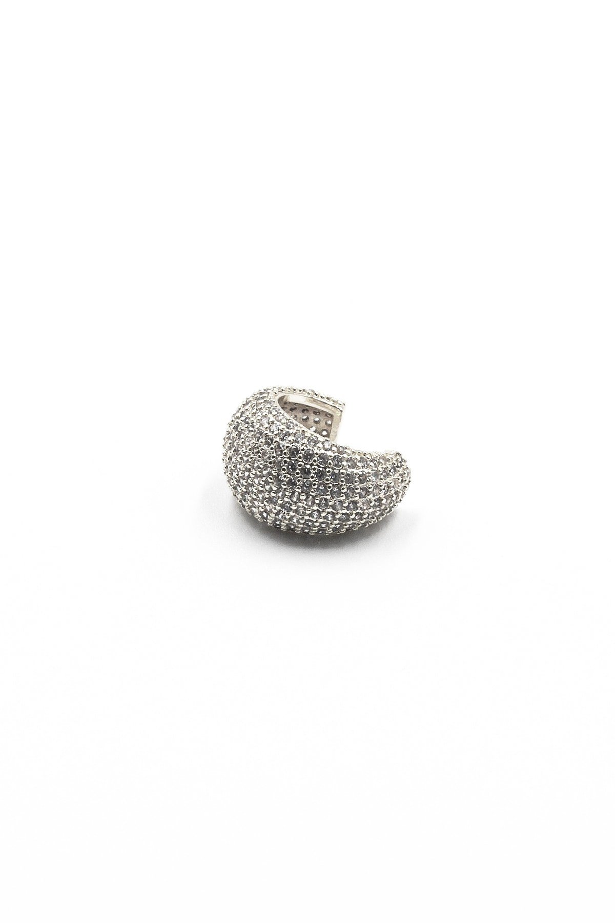 Zirkon Taşlı Kalın Halka Earcuff – Gümüş, Sıkıştırmalı, Anti Alerjik Kıkırdak Küpe