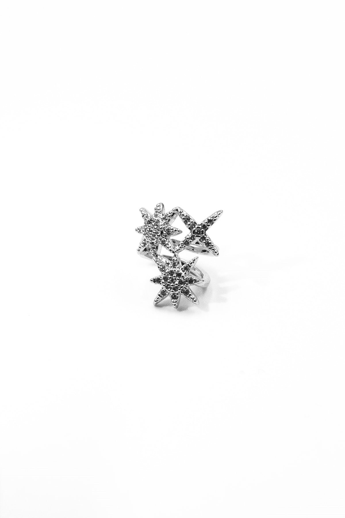 Zirkon Taşlı Kuzey Yıldızı Earcuff – Gümüş, Sıkıştırmalı, Anti Alerjik Kıkırdak Küpe