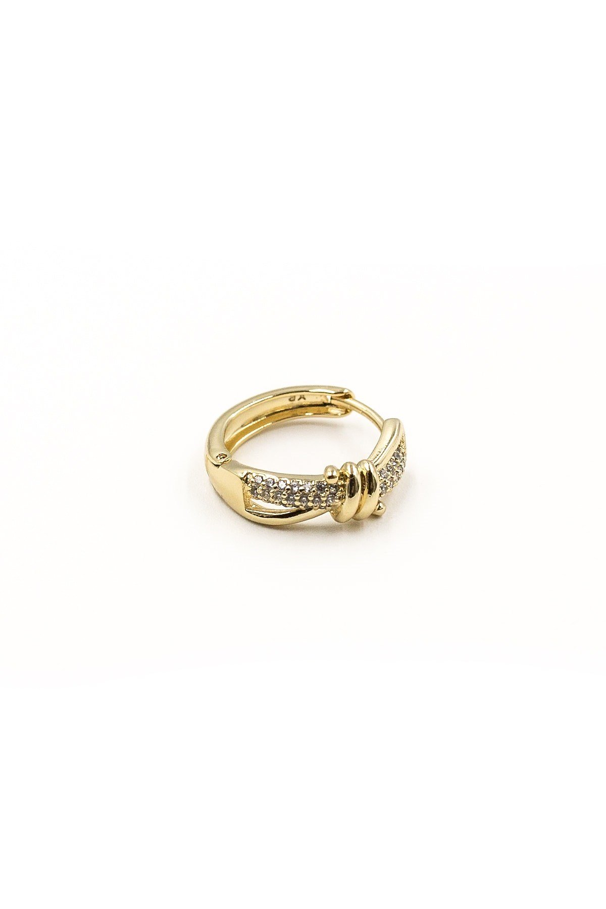 Zirkon Taşlı Xuping Halka Örgü Model Küpe - Gold