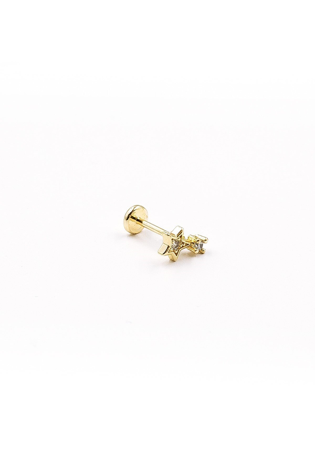 Zirkon Taşlı Yıldız Model Tragus Helix Piercing – Gold | Anti Alerjik, Kararma Yapmaz