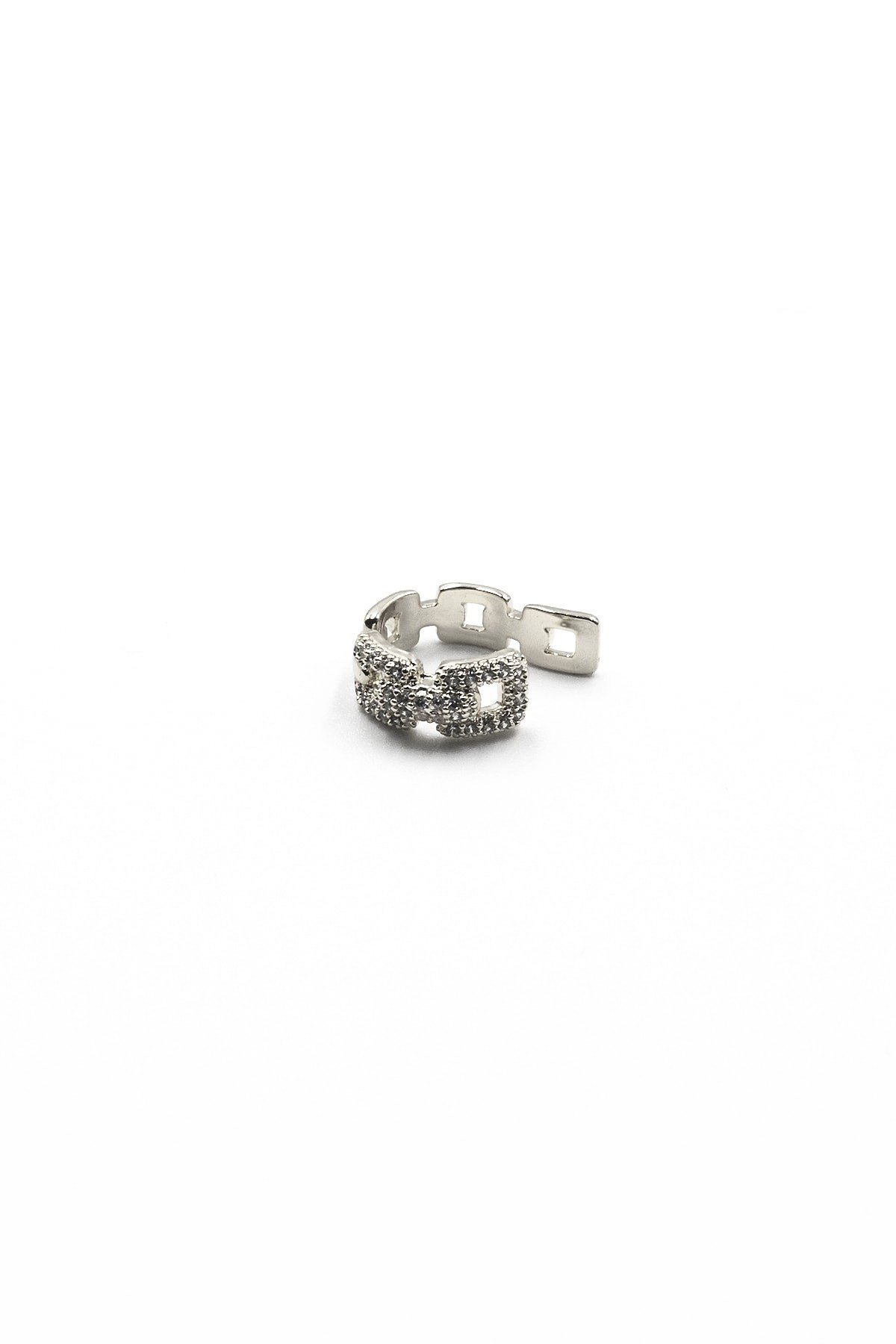 Zirkon Taşlı Zincir Model Earcuff – Gümüş Sıkıştırmalı Kıkırdak Küpe