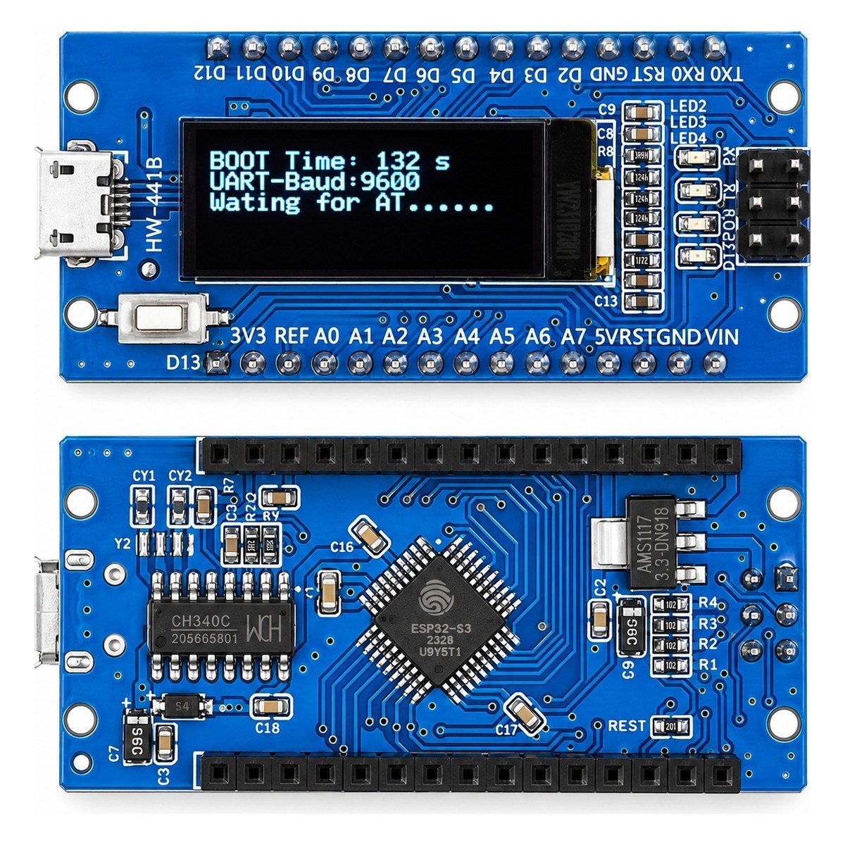 0.91 Inç 128X32 OLED Ekranlı ATMEGA328P Nano Uyumlu CH340C Geliştirme Kartı