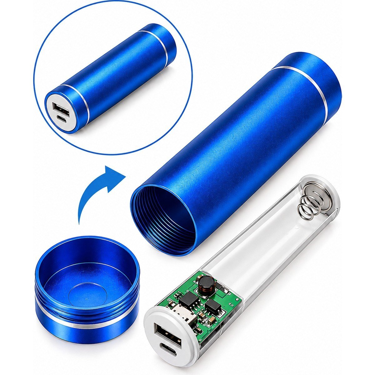 18650 Tekli Metal Powerbank Kutusu – Usb-A 5V 1A Çıkış, Type-C Şarj Girişli