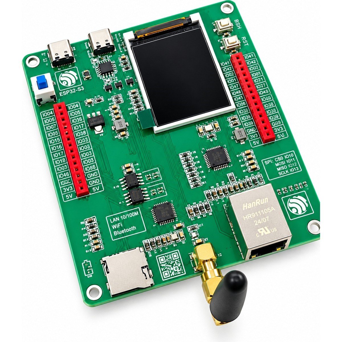 ESP32-S3 Ethernet W5500 N16R8 1.77 Inç LCD Ekranlı Wifi Bluetooth Geliştirme Kartı
