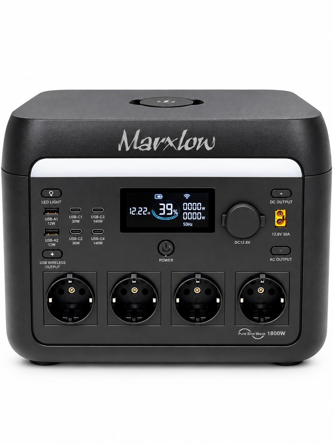 Marxlow 1800W Pro 1024Wh LiFePO₄ Taşınabilir Güç İstasyonu – EPS (Acil Güç Besleme) - 3000W Tepe (Max) Güç, 140W USB-C, Kablosuz Şarj, Wi-Fi