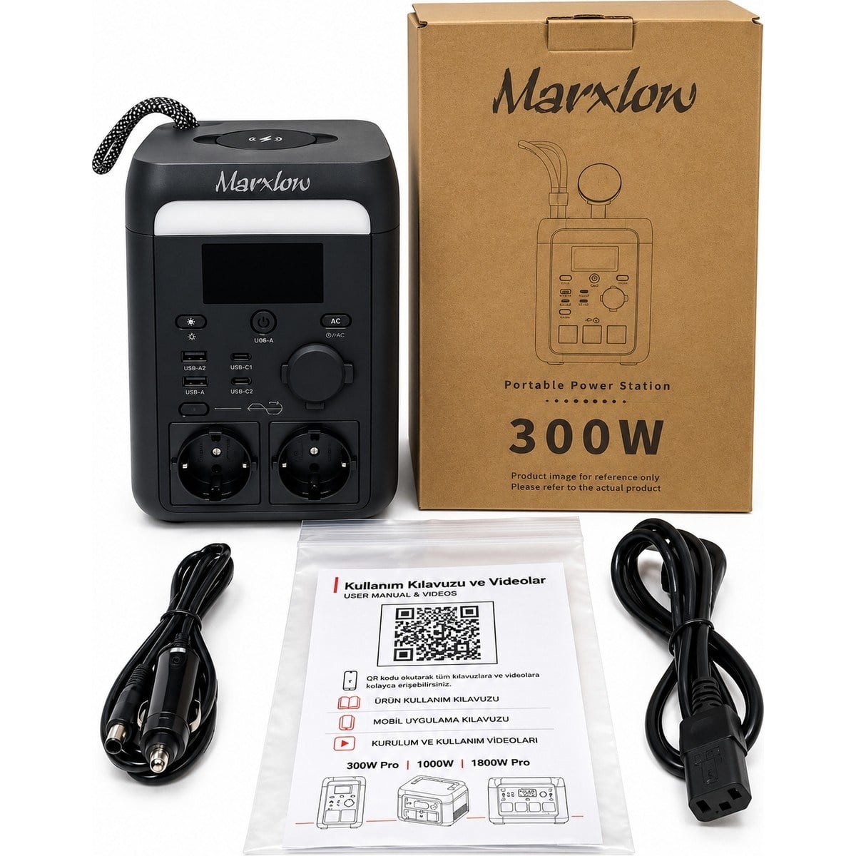 Marxlow 300W Pro 256WH Lifepo4 Taşınabilir Güç Istasyonu – Eps (Acil Güç Besleme)- Wi-Fi, Kablosuz Şarj, 65W Usb-C, 230V Ac OZK001512