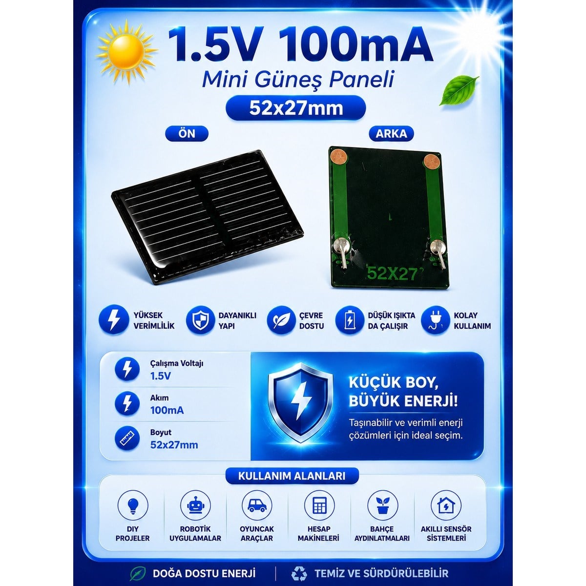 Mini Güneş Paneli Seti 5’li Solar Panel Paketi (1.5V / 4.2V / 12V)
