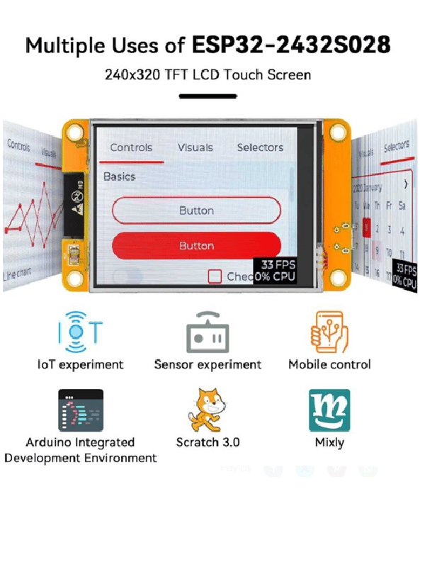 OEM ESP32 Geliştirme Kartı 2.8 Inç 240X320 Akıllı Dokunmatik Tft LCD Modül | Lvgl Wifi Bluetooth Wroom Arduino Uyumlu