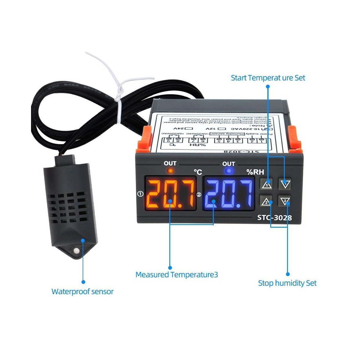 OEM STC-3028 12V LCD Ekranlı Nem Sıcaklık Kontrol Termostatı
