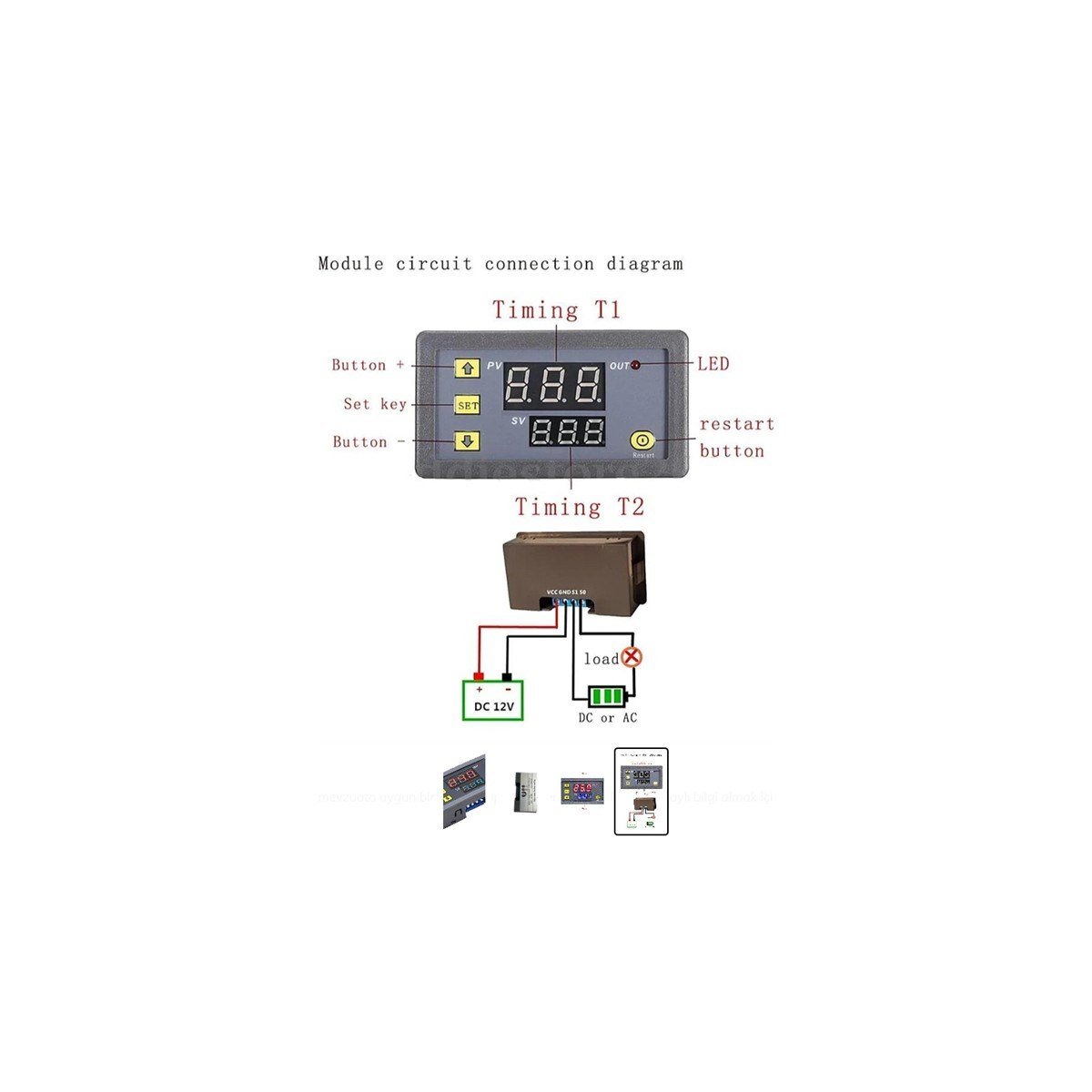 OEM T3230 12V 20A Programlanabilir Dijital LED Ekranlı Zamanlayıcı Gecikme Rölesi - Döngüsel Zaman Ayarlı Kontrol Kartı