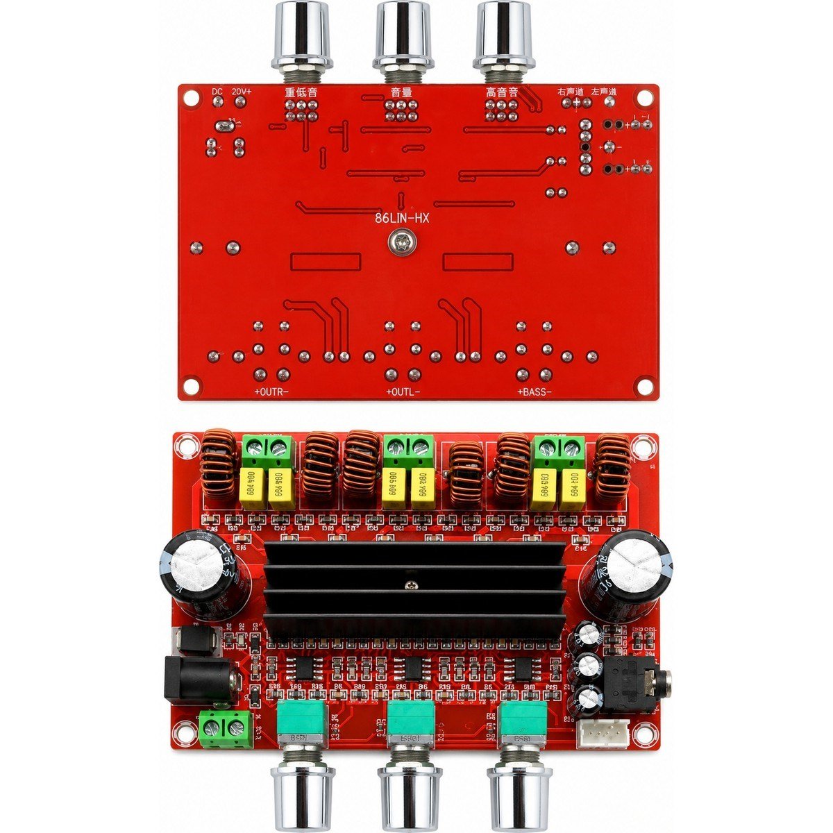 TPA3116D2 3 Kanal (2.1 Kanal) 2×50W + 100W Dijital Stereo Amfi Kartı | Dc 12-24V | Bas, Tiz ve Ses Kontrolü