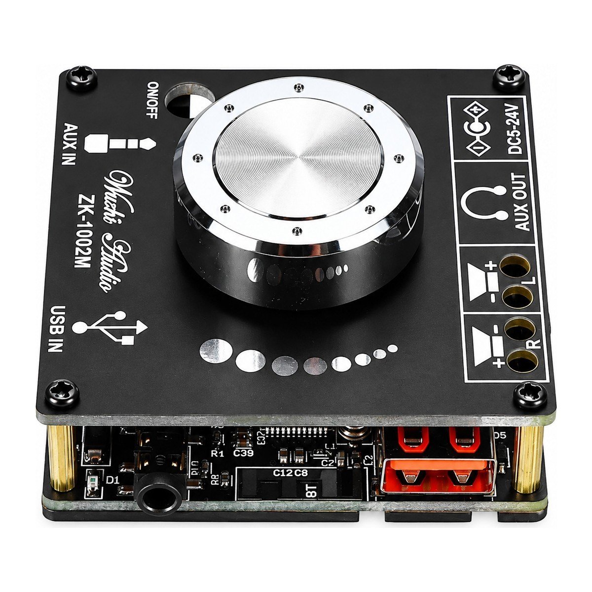 ZK-1002M 2X100W Bluetooth 5.0 USB Aux Stereo Amfi Modülü – Ses Kontrollü