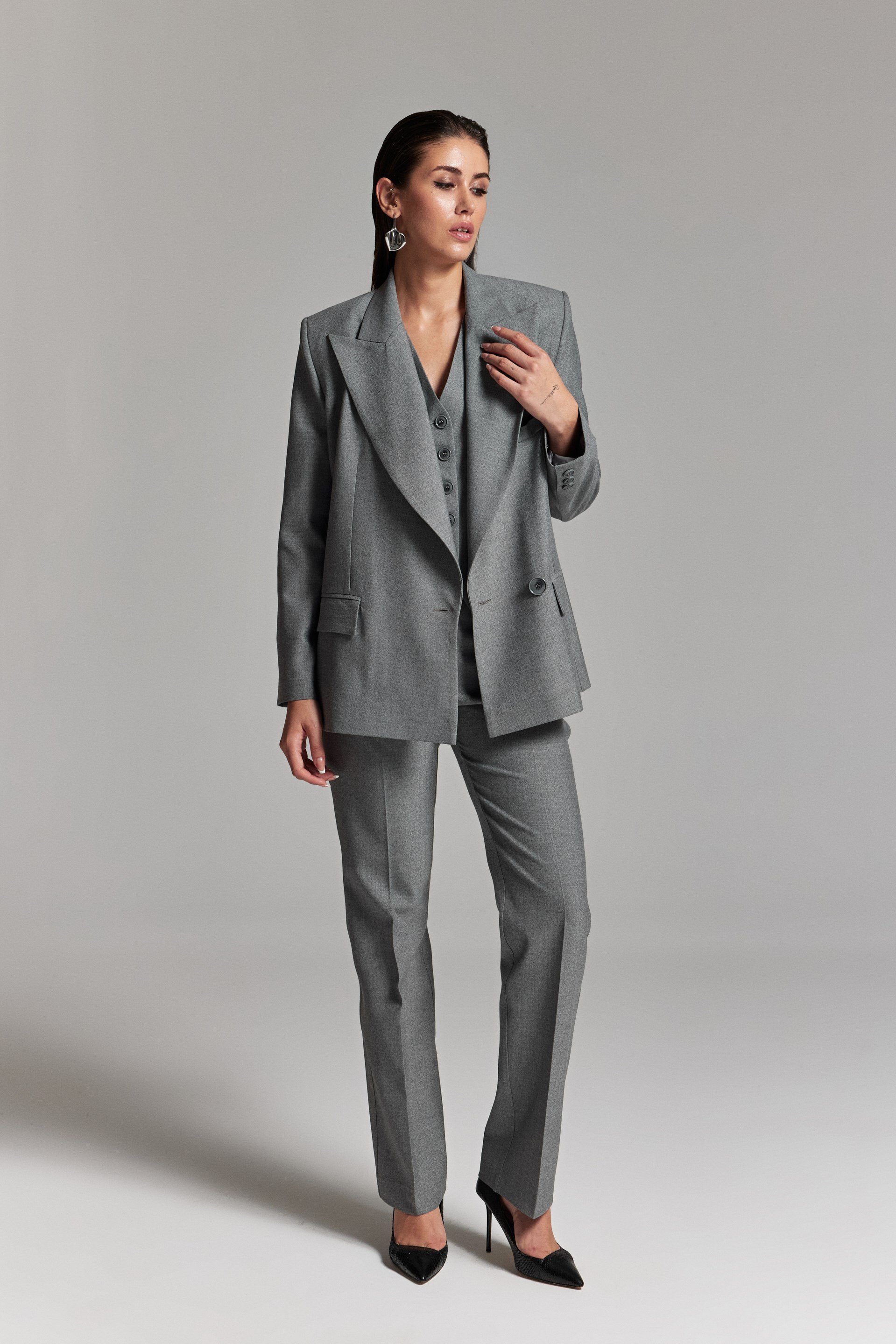 GRİ KRUVAZE OVERSİZE BLAZER CEKET