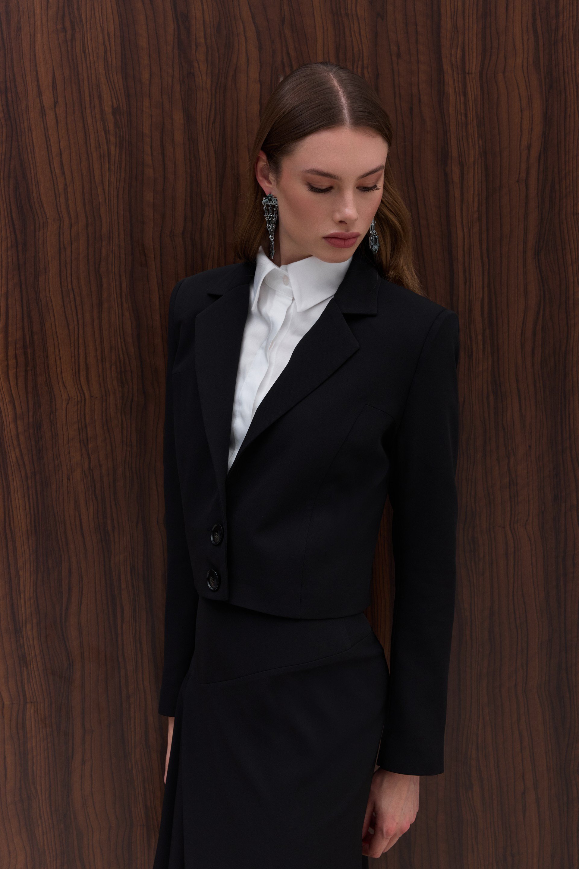 SİYAH KISA FİT KESİM BLAZER CEKET