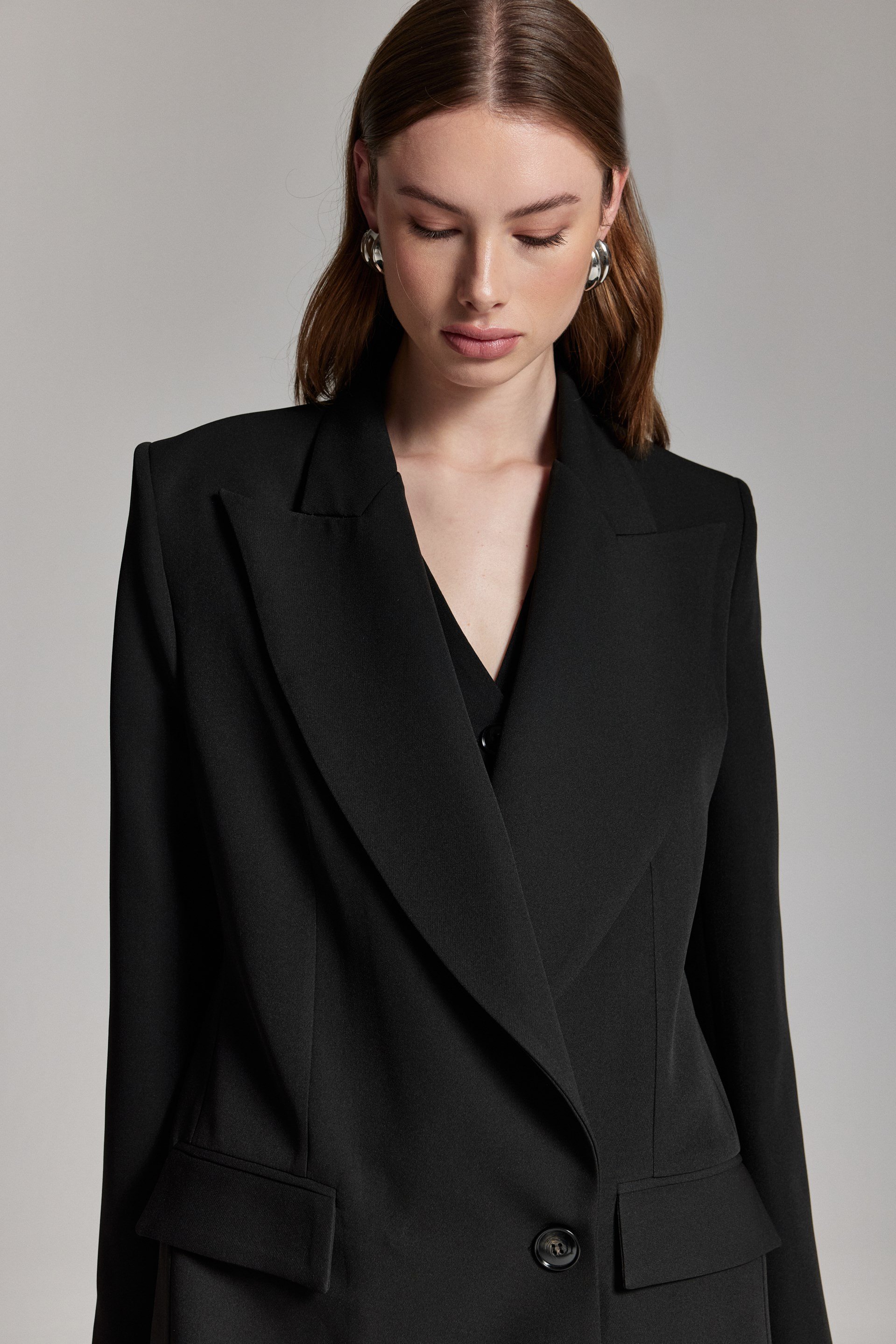 SİYAH KRUVAZE OVERSİZE BLAZER CEKET