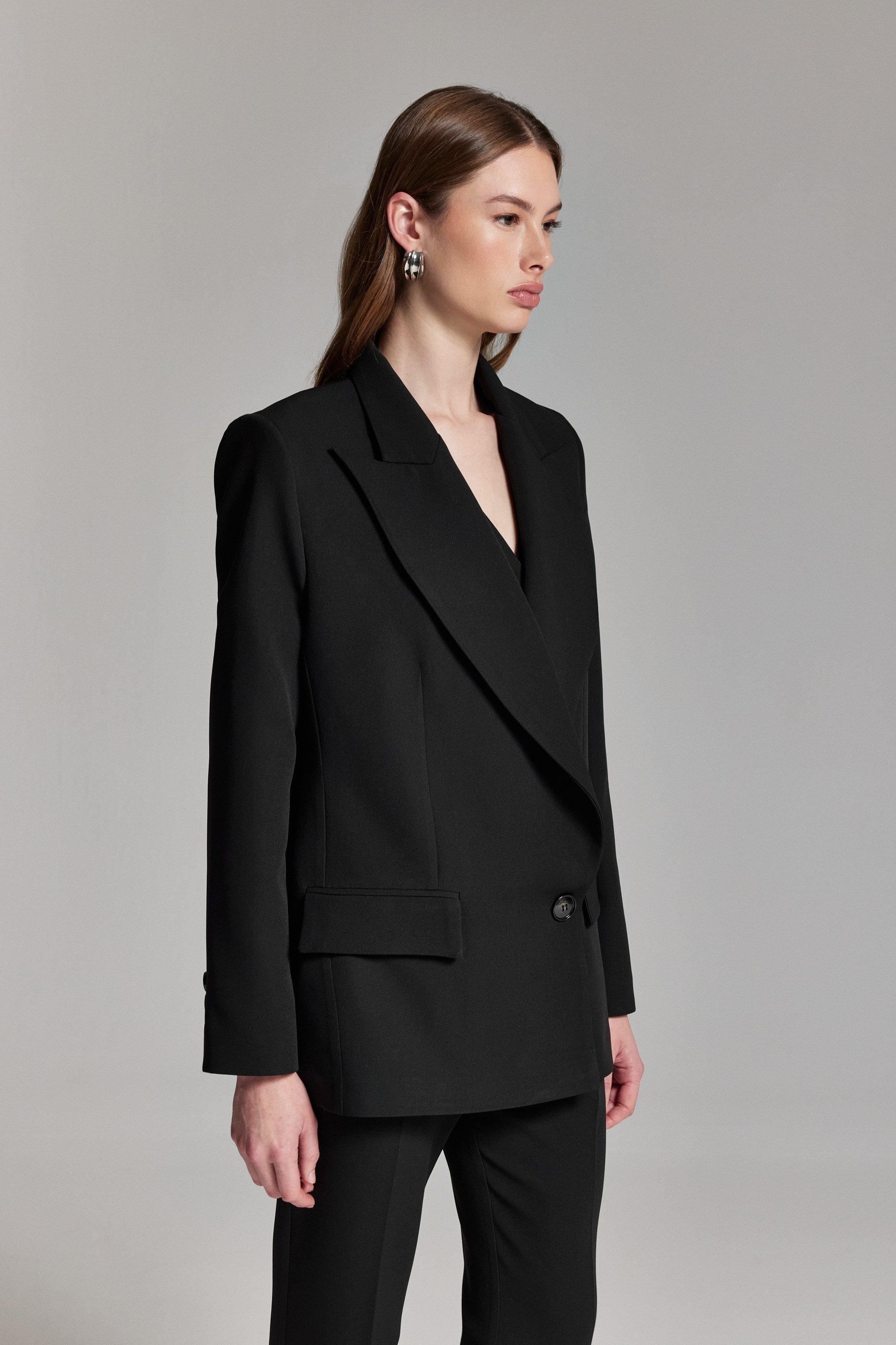 SİYAH KRUVAZE OVERSİZE BLAZER CEKET