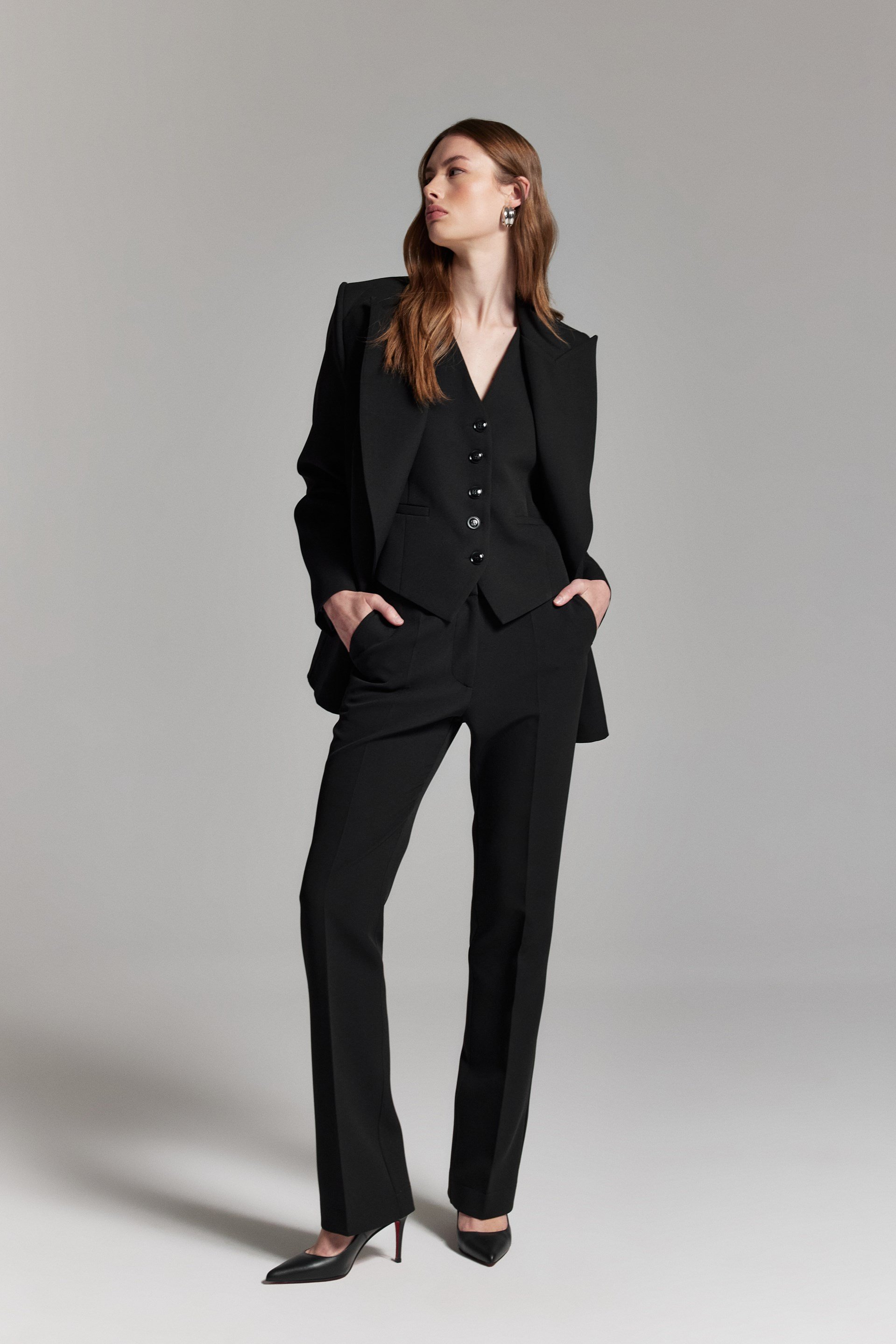 SİYAH KRUVAZE OVERSİZE BLAZER CEKET