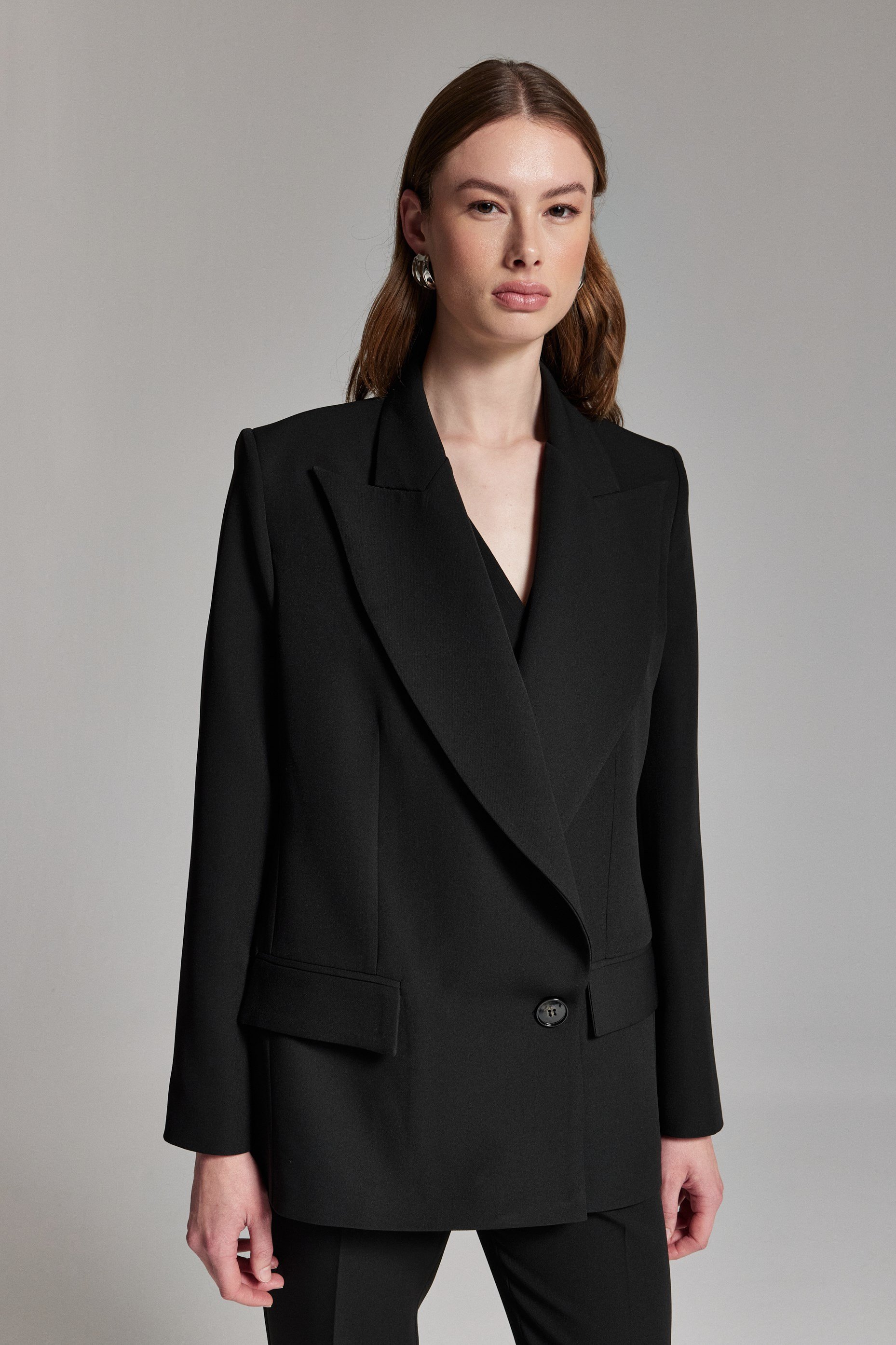 SİYAH KRUVAZE OVERSİZE BLAZER CEKET