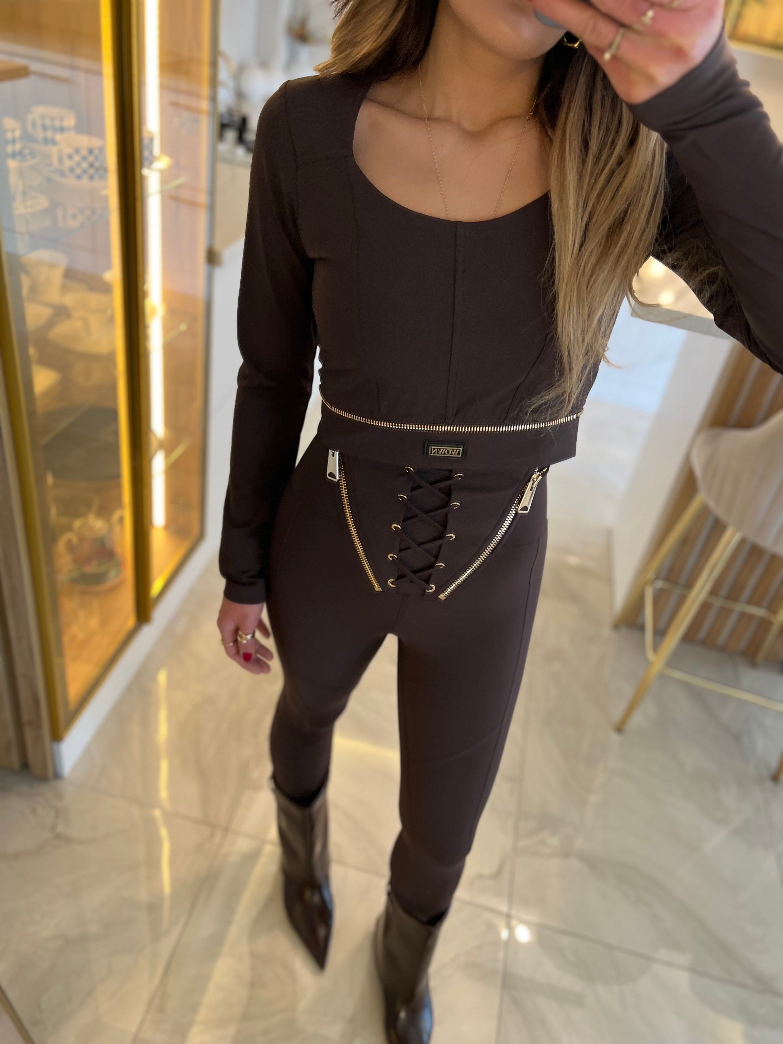 LUCİANA FLARE LEGGİNG KAHVE RENK