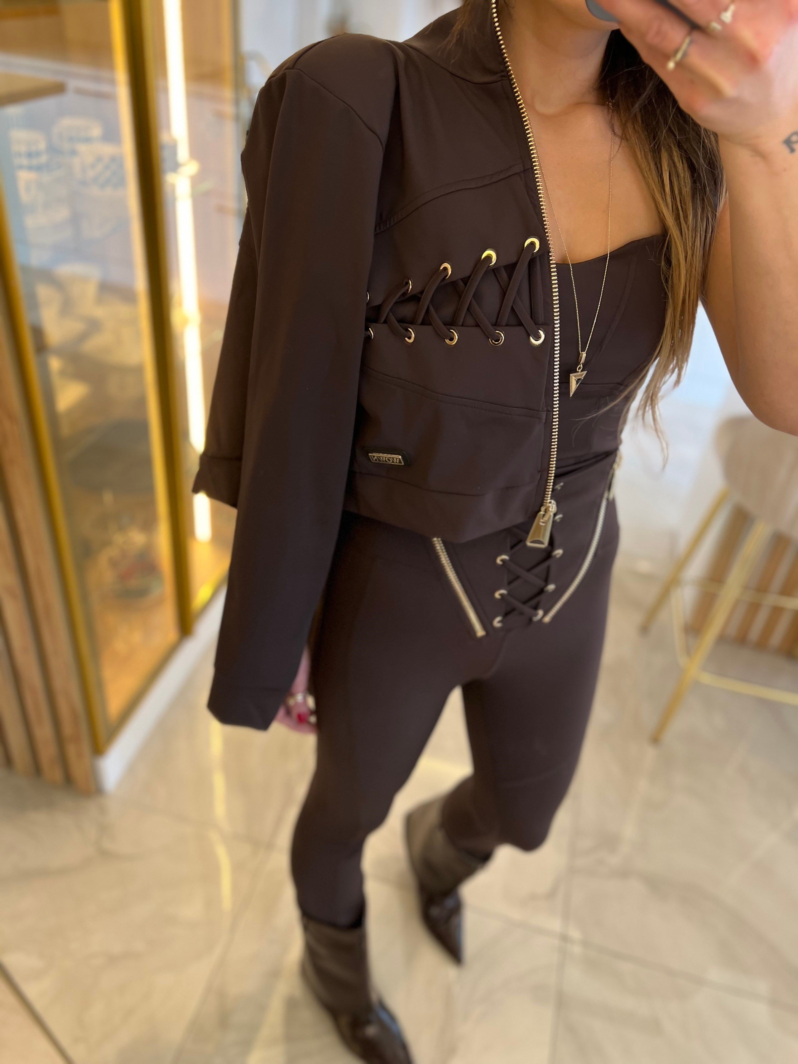 LUCİANA FLARE LEGGİNG KAHVE RENK