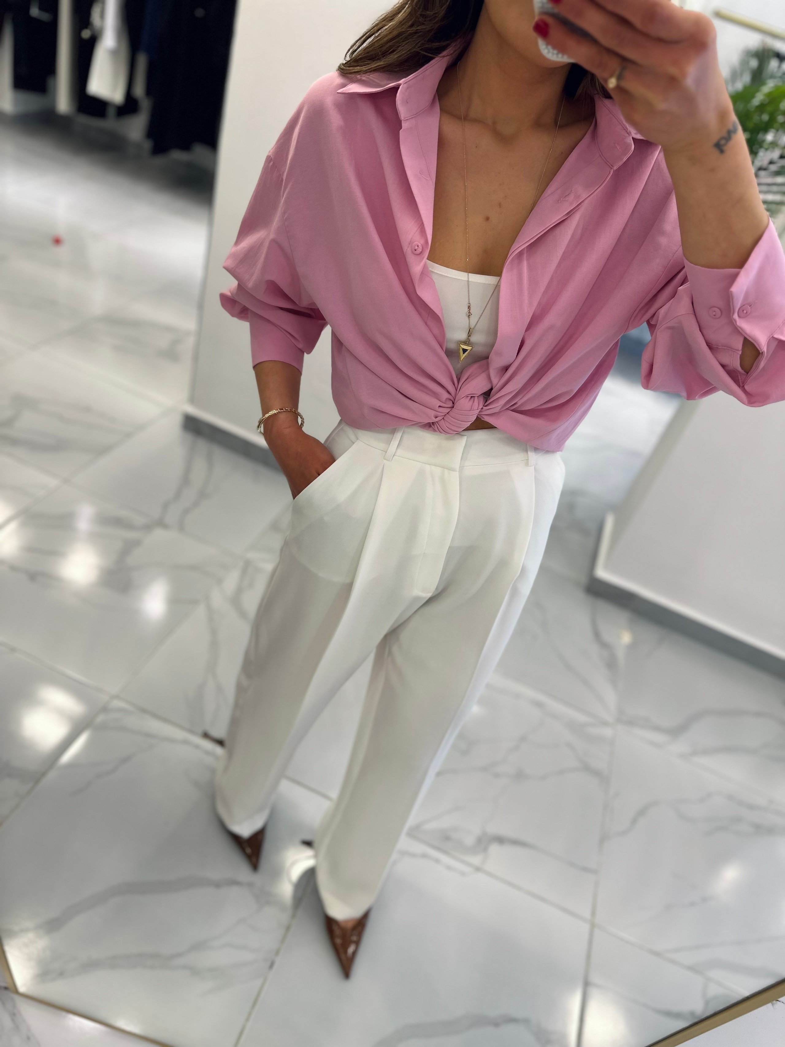 Pembe Oversize Gömlek
