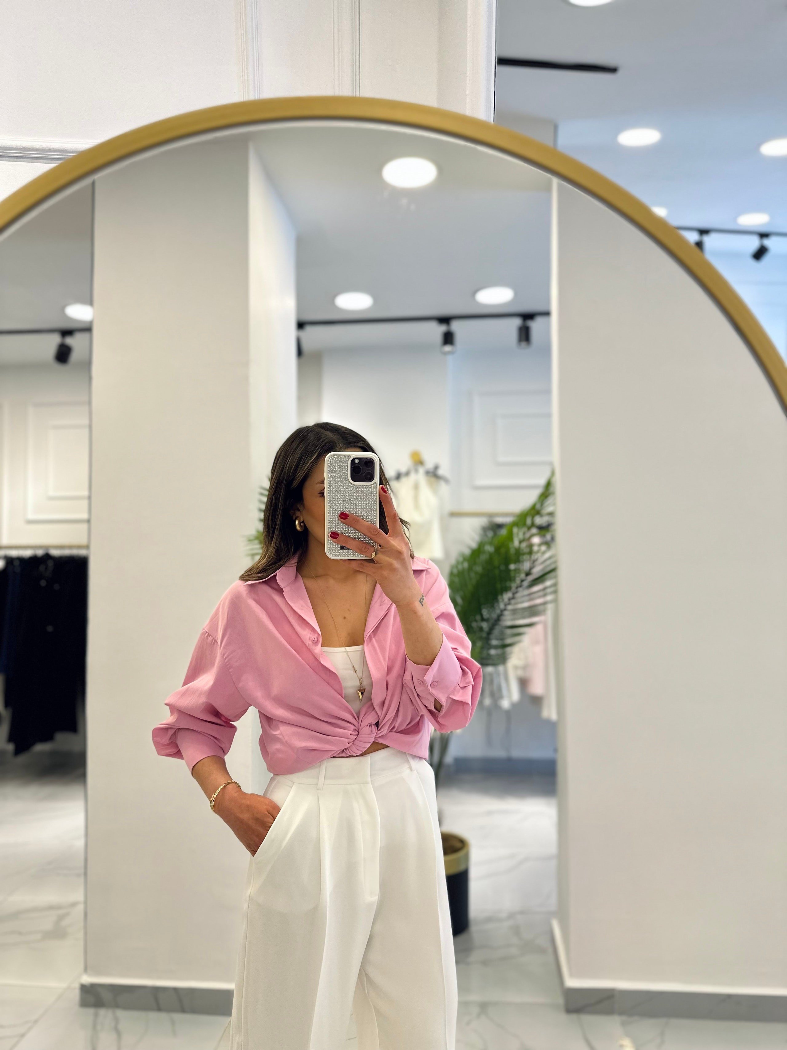 Pembe Oversize Gömlek