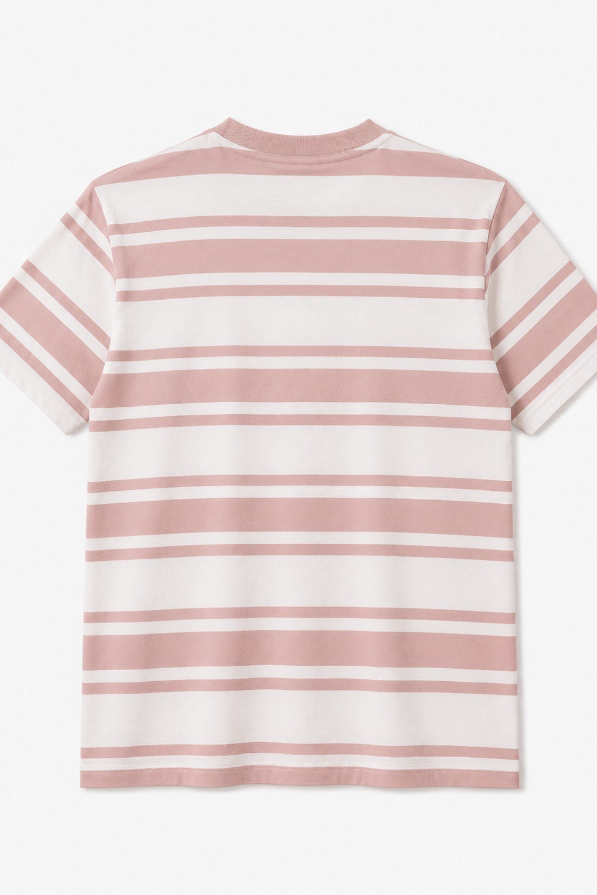 Kadın %100 PAMUKLU Pembe Çizgili Bisiklet Yaka T-Shirt