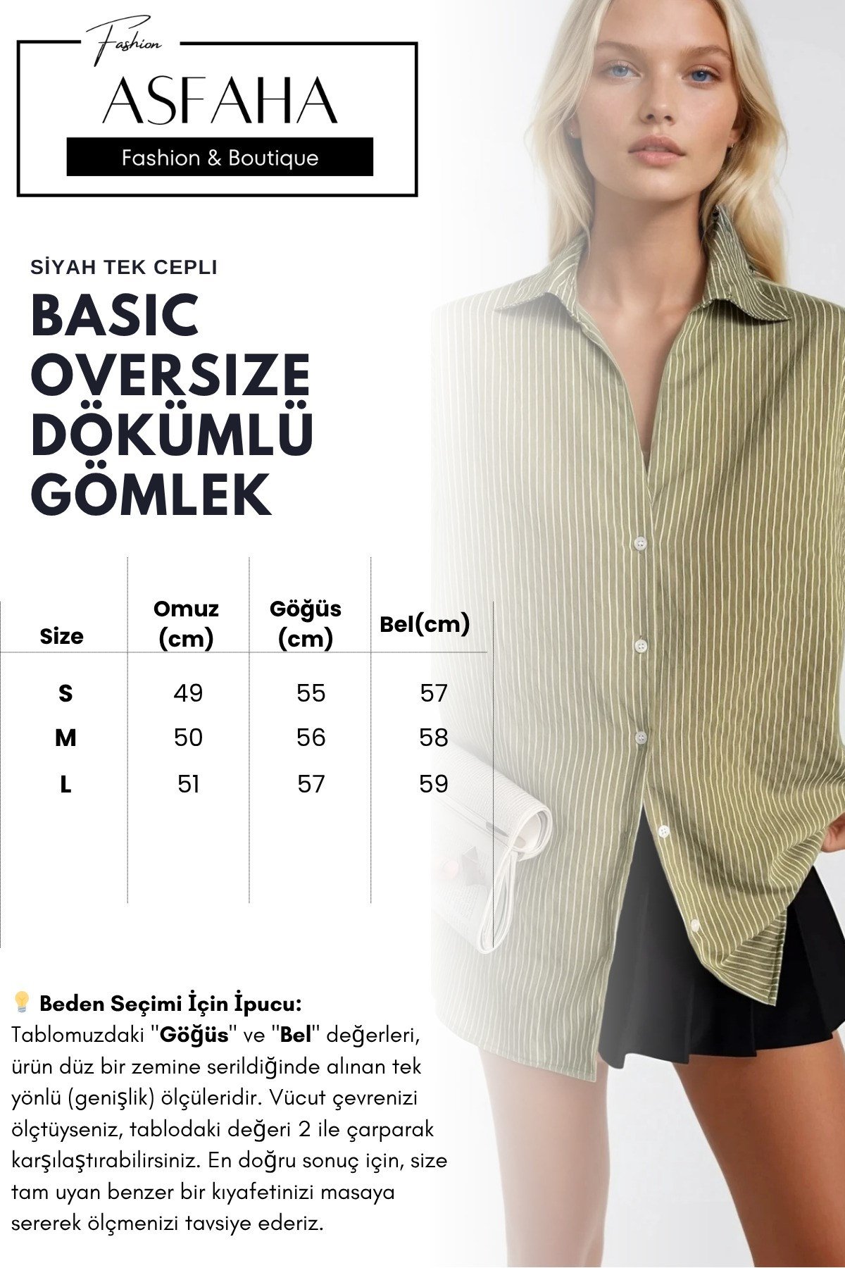 Kadın Haki Çizgili Düşük Omuzlu Oversize Gömlek