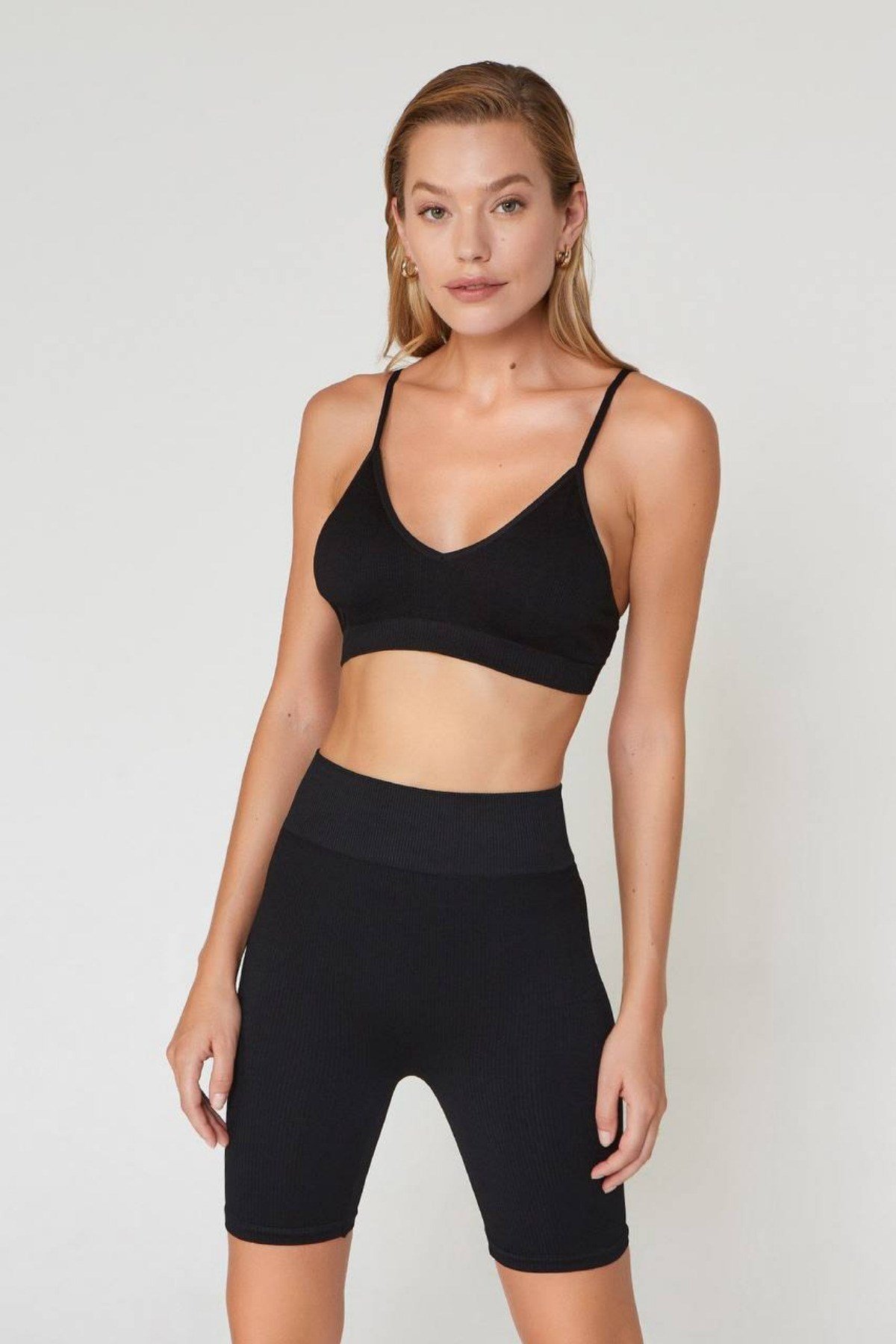 Kadın İnce Askılı Fitilli Crop Büstiyer