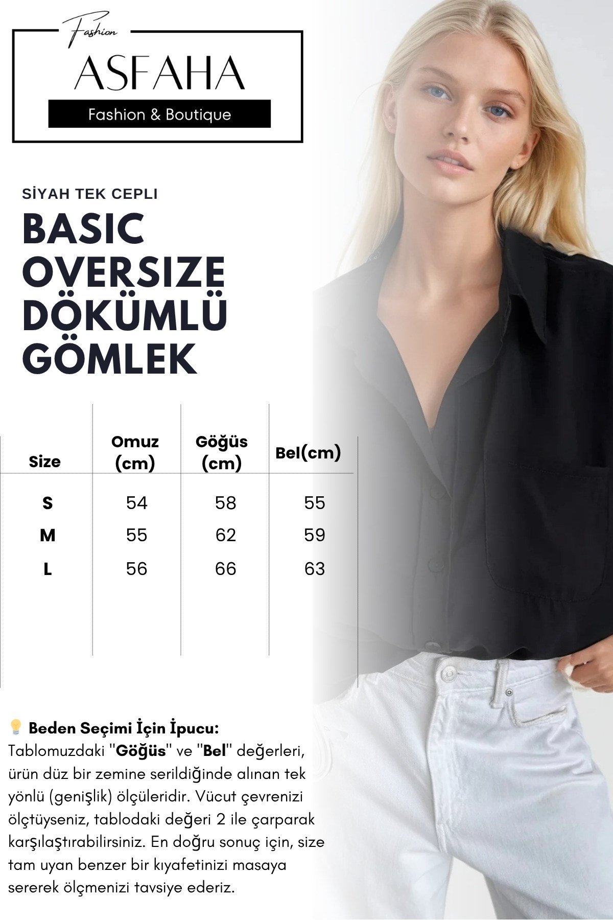 Kadın Tek Cepli Basic Oversize Dökümlü Gömlek
