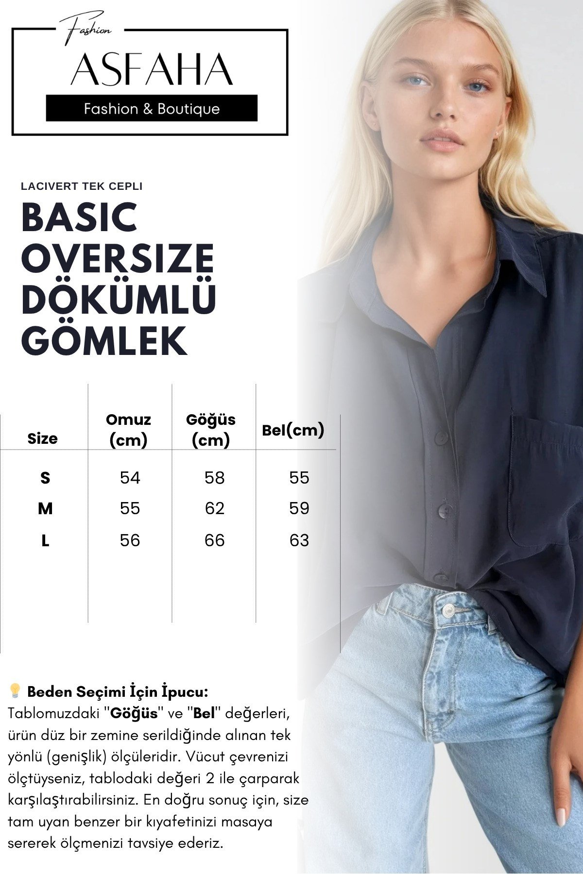 Kadın Tek Cepli Basic Oversize Dökümlü Gömlek