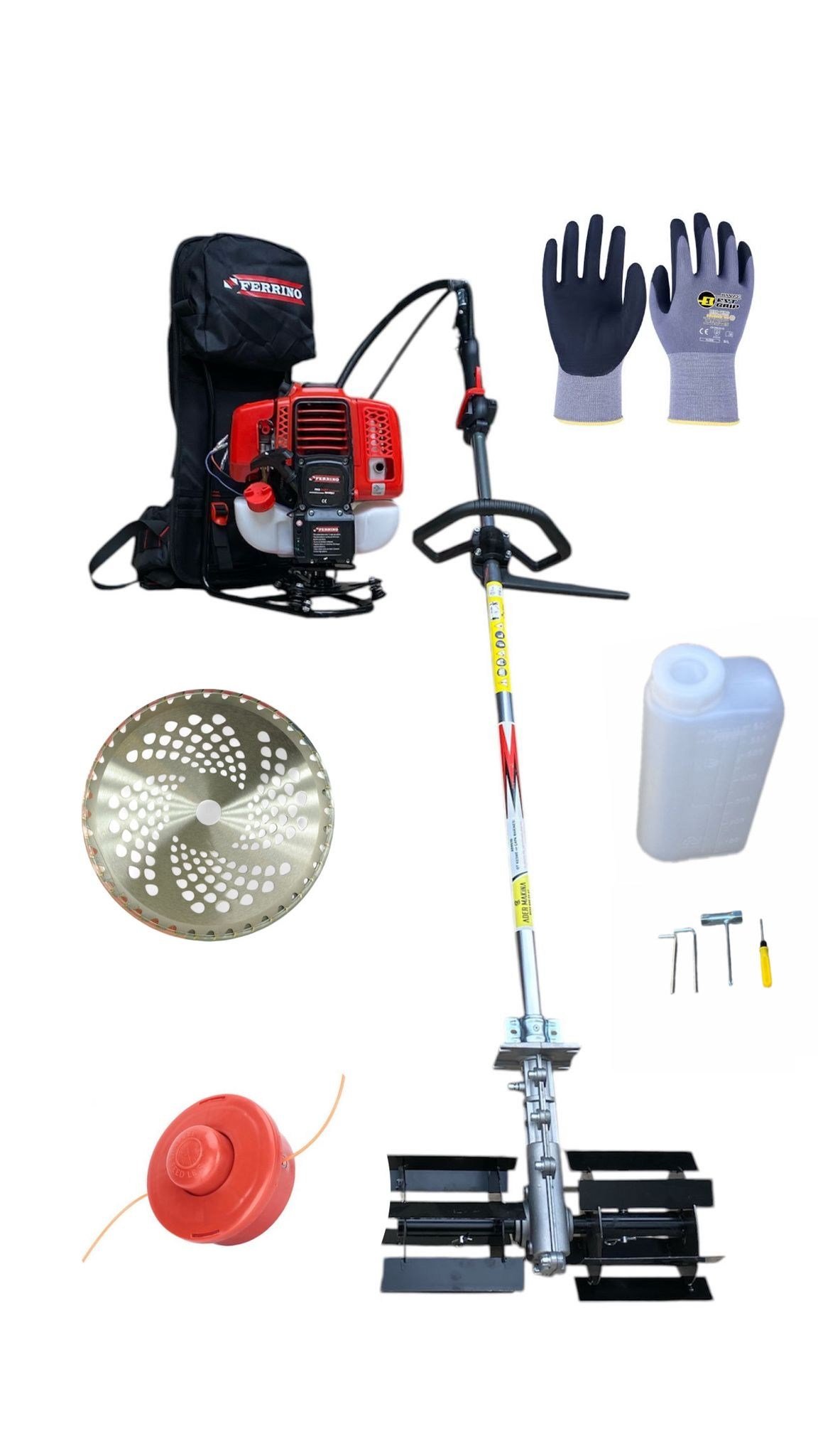 2.8 hp Sırt Çantalı Marşlı Benzinli Ot Kesme Ve Çapa Makinesi Paletli