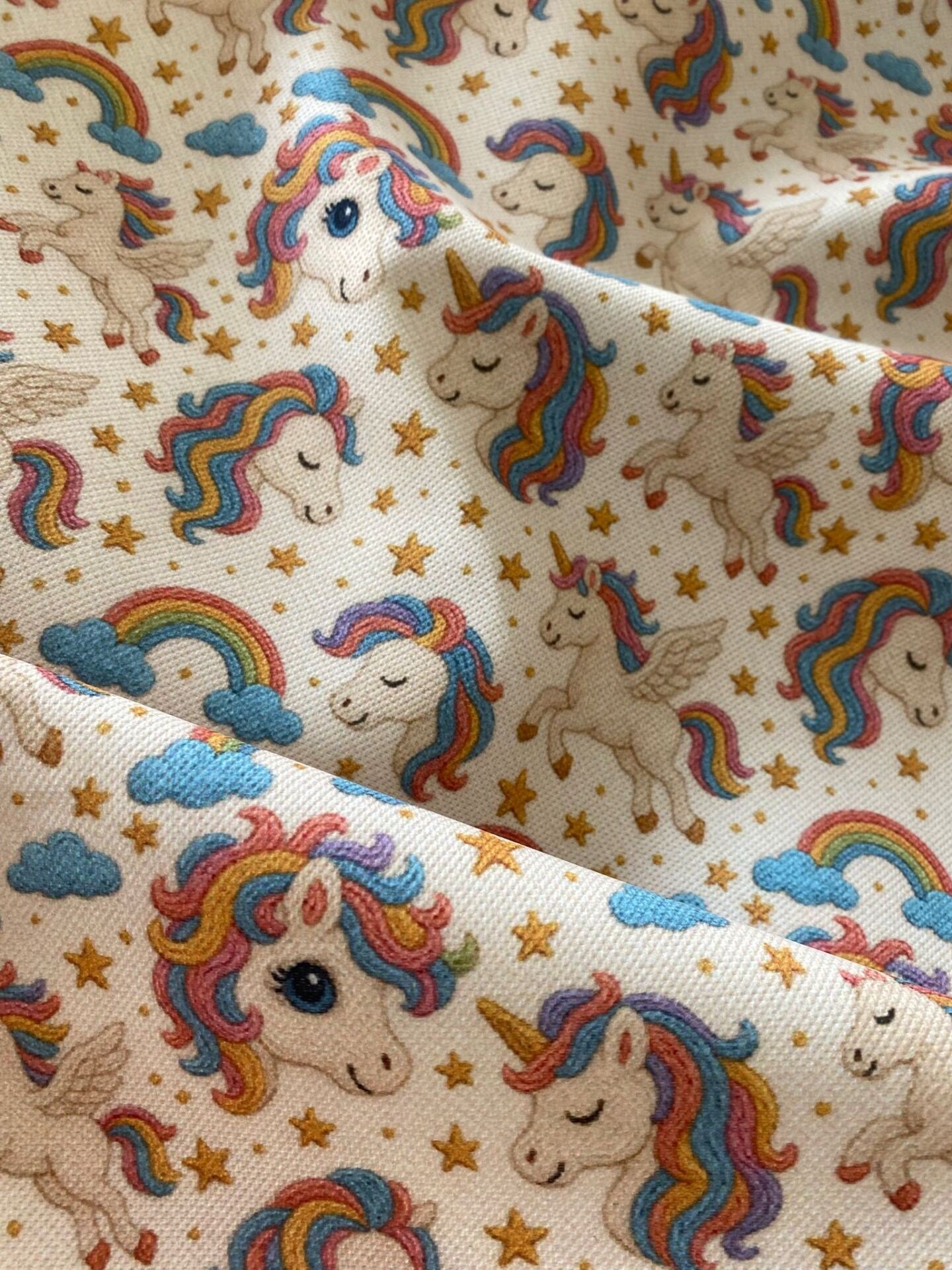 3D Nakış Unicorn Desenli Kumaş