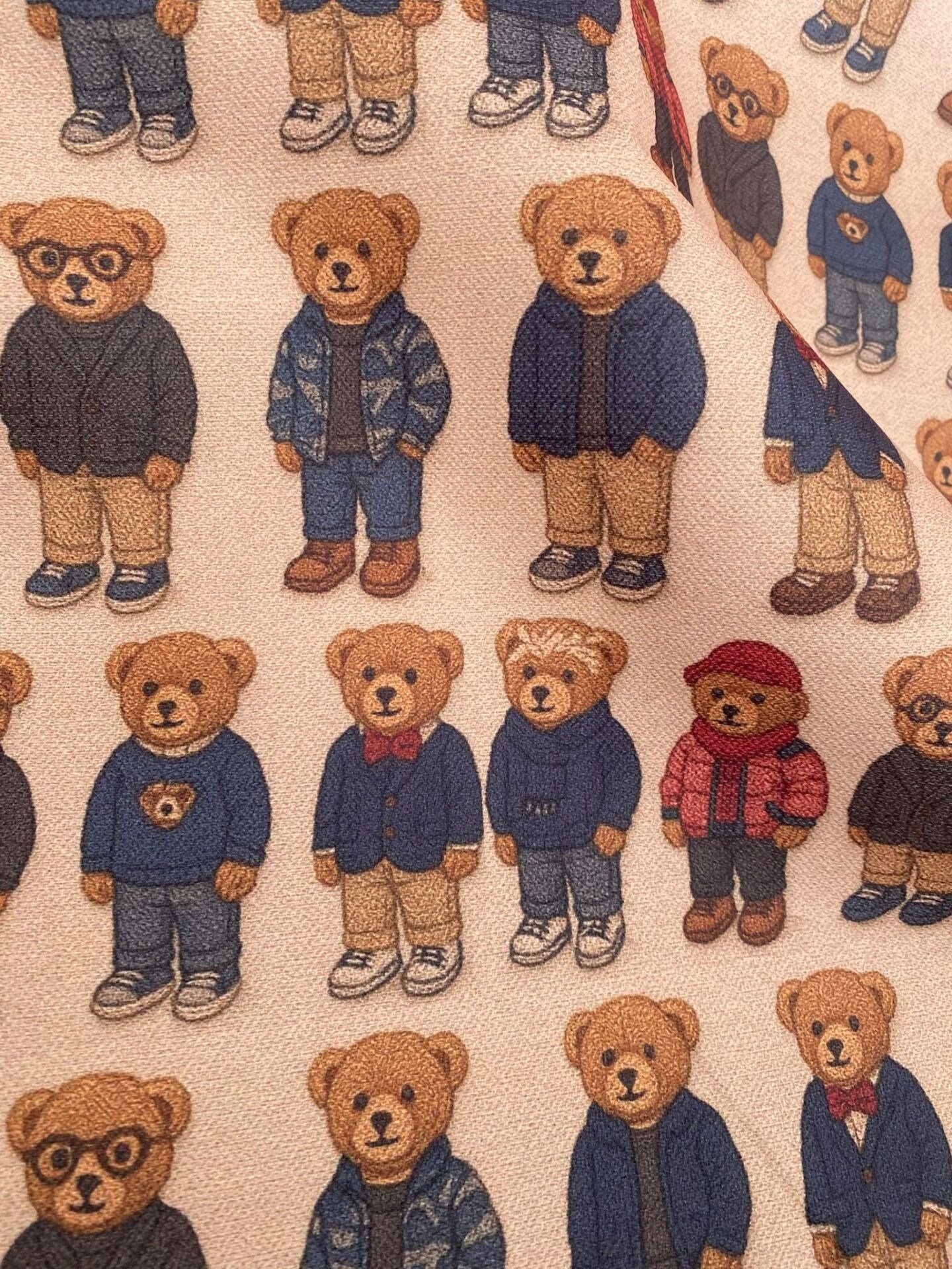 3D Teddy Bear Desenli Kumaş
