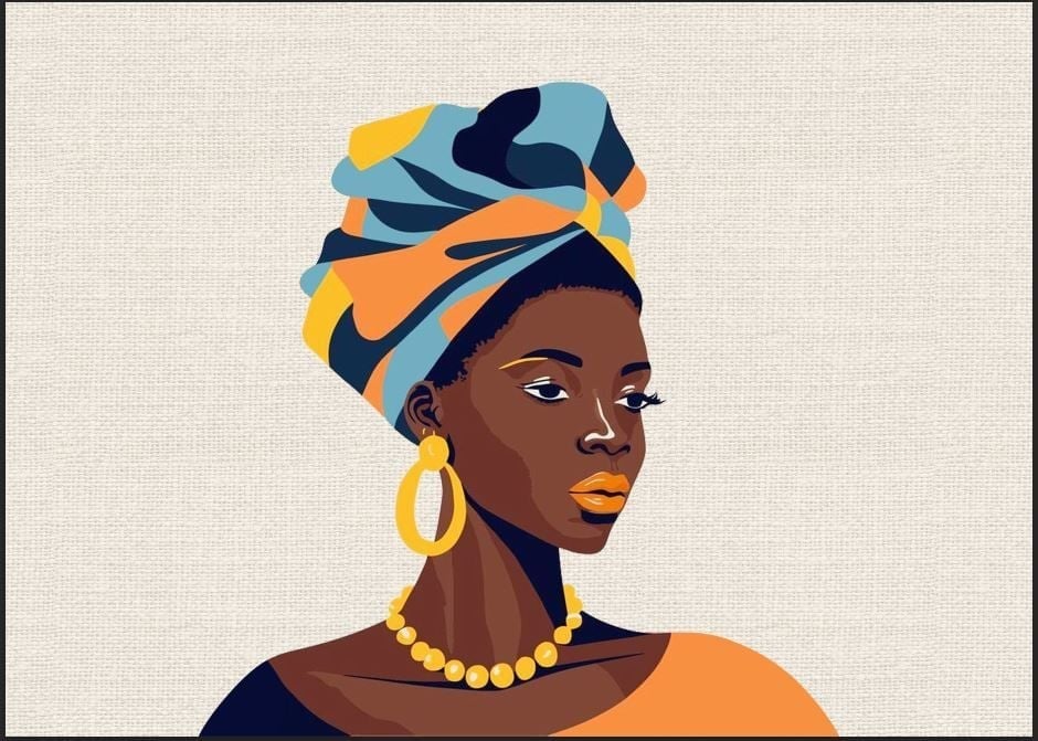 Afrikalı Kız Desenli Kumaş