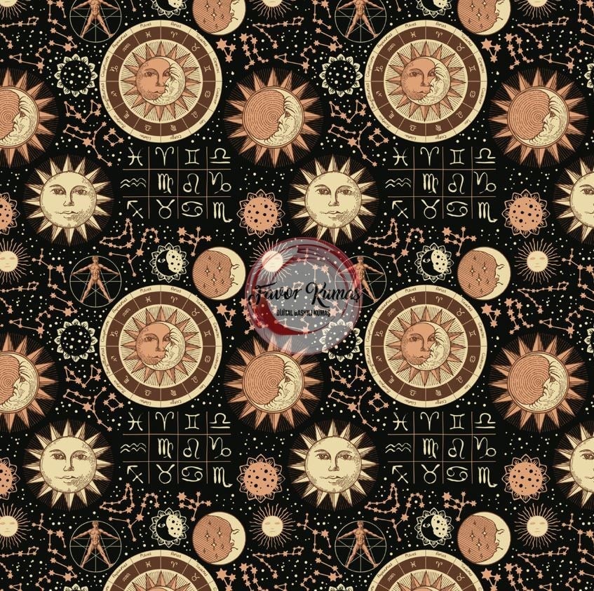 Astroloji Desenli Kumaş