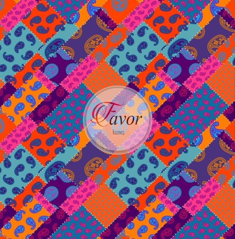 Bandana Patchwork Desenli Kumaş