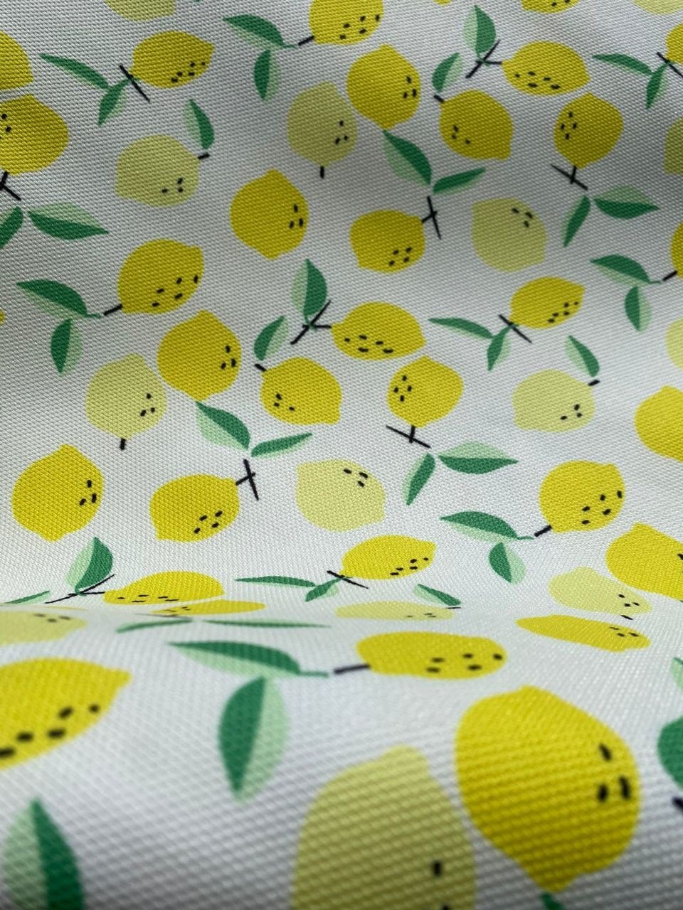 Beyaz Zemin Limon Desenli Kumaş